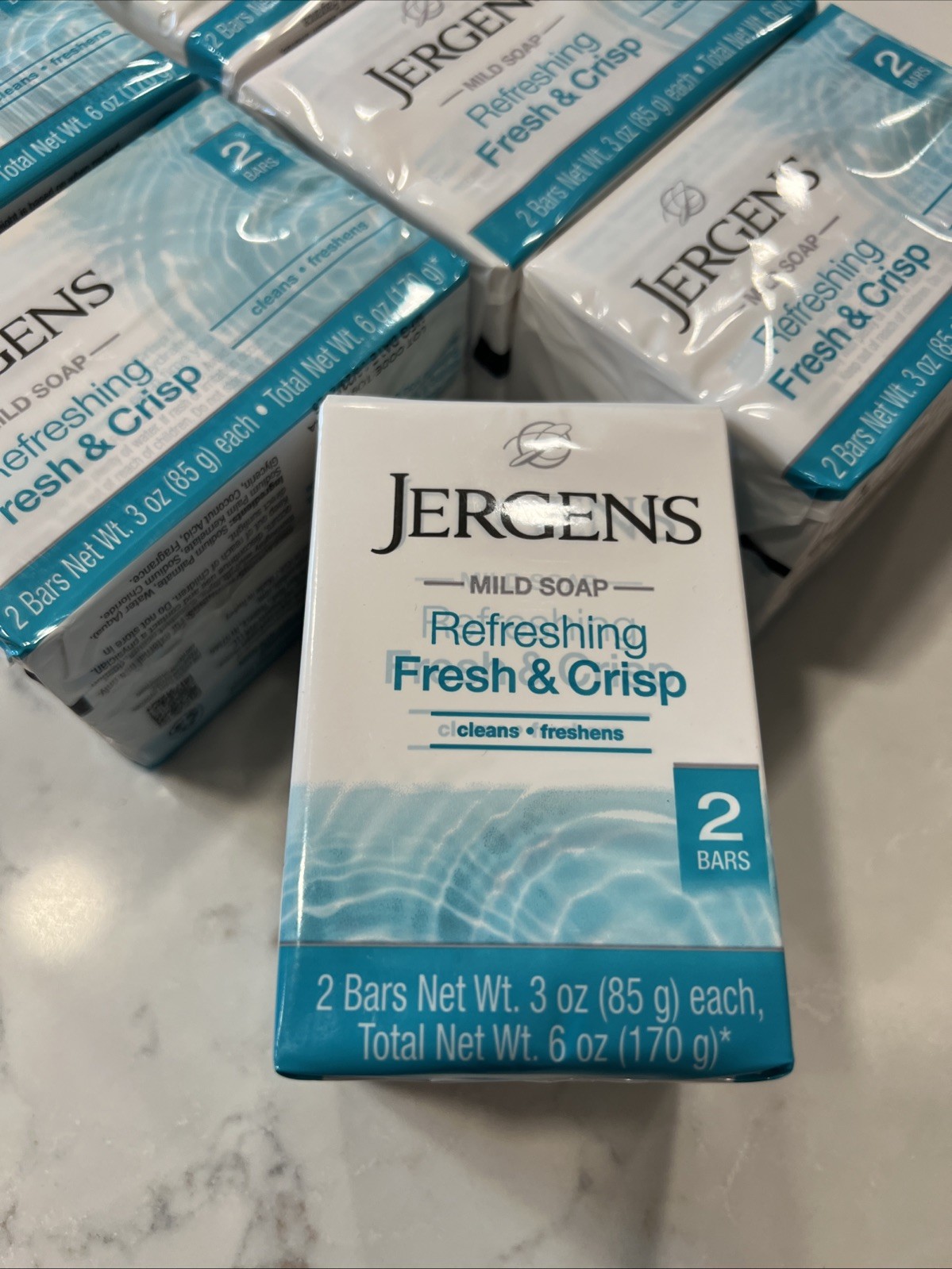 6 PACK- Jergens Mild Soap, Refreshing Fresh & Crisp, 12 Bars – 3 Oz. (Each) DCAM