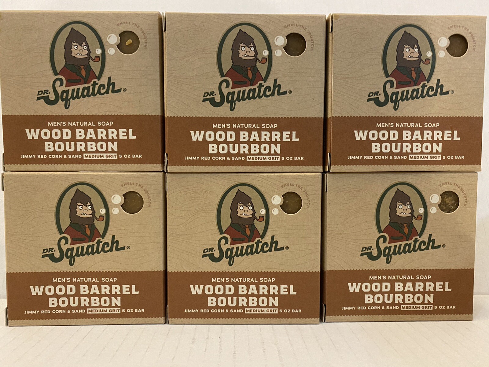 DR. SQUATCH MEN’S NATURAL SOAP WOOD BARREL BOURBON 5 OZ BAR X 6 BARS BRAND NEW