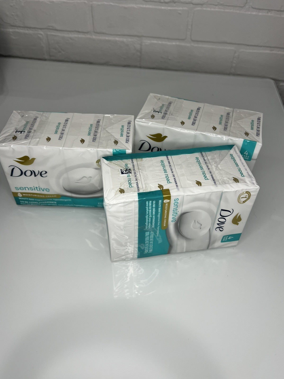 12 Dove Bar Soap Sensitive Moisturizing Cream ~Unscented ~3.75 oz Each