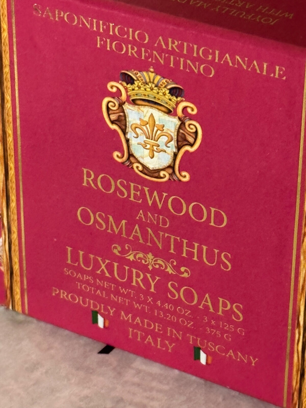 SAPONIFICIO Made in TUSCANY ROSEWOOD & OSMANTHUS LUXURY SOAPS 3 x 4.40 oz