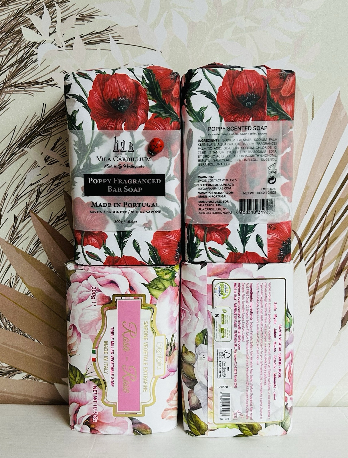 4-Pack Rose & Poppy Fragranced Bar Soap 10.5 oz Each