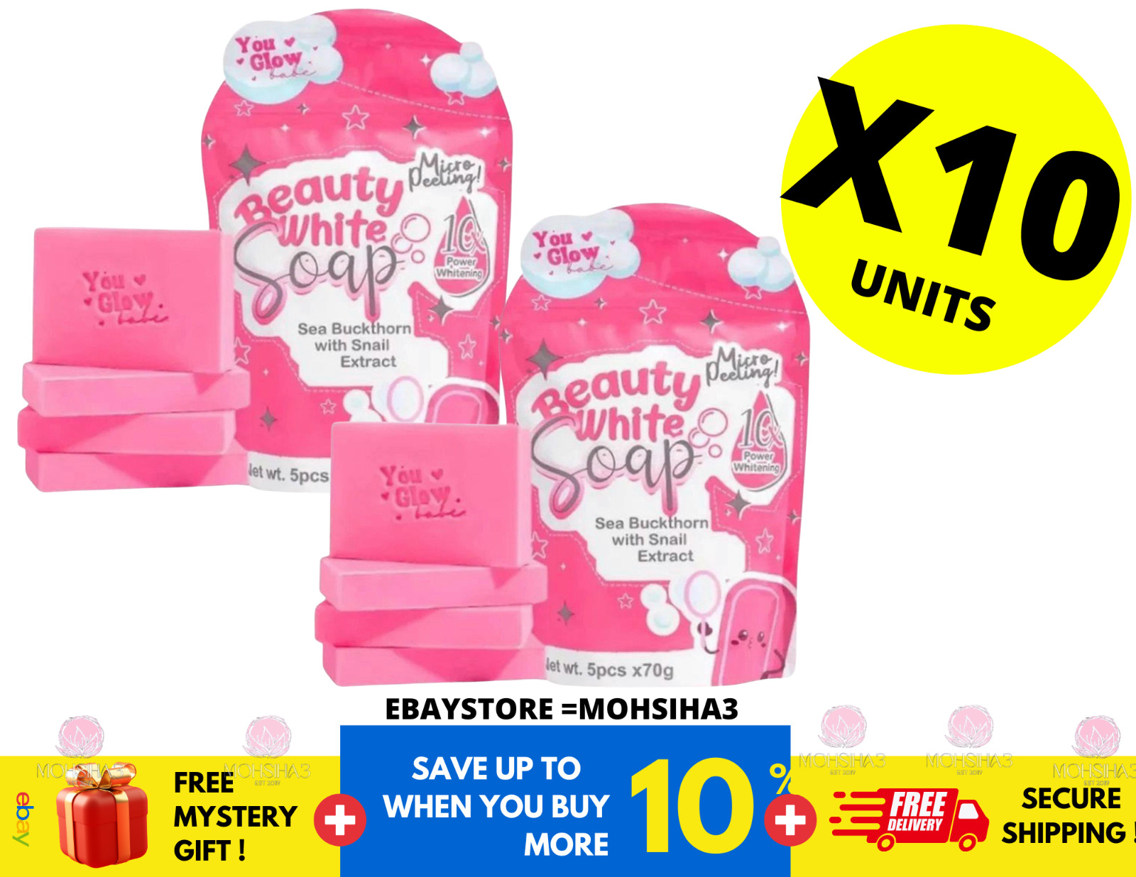 Beauty White Soap by You Glow Babe 5 Bars x 70g – 2 Pack