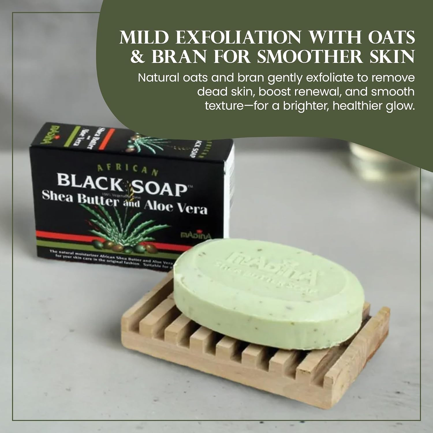 African Black Soap Bar – Shea Butter, Aloe Vera, Moisturizing, Gentle Exfoliatin