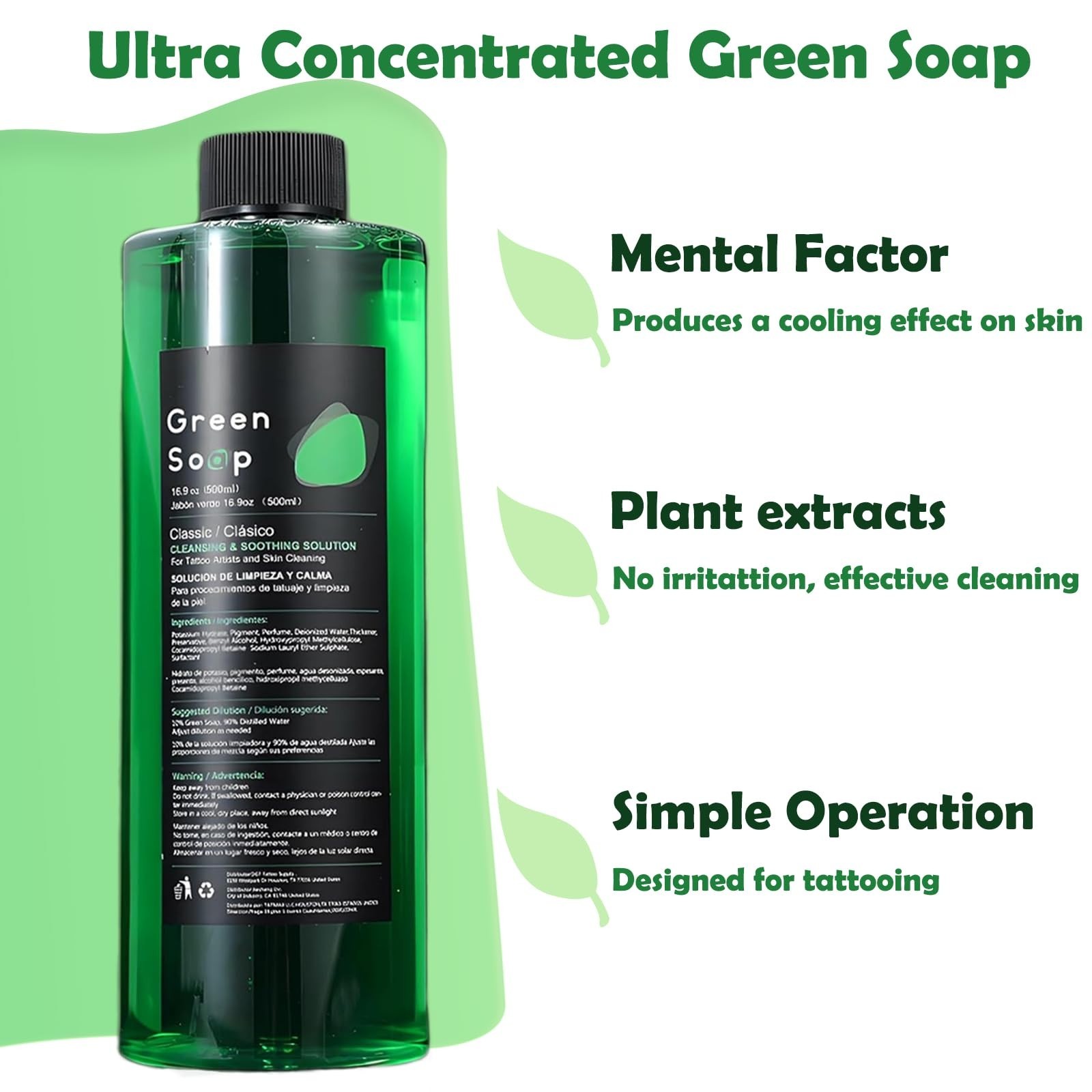 Ultra Concentrated Green Soap 16.9oz & 7oz Foam Bottle – Tattoo Supplies, Makes