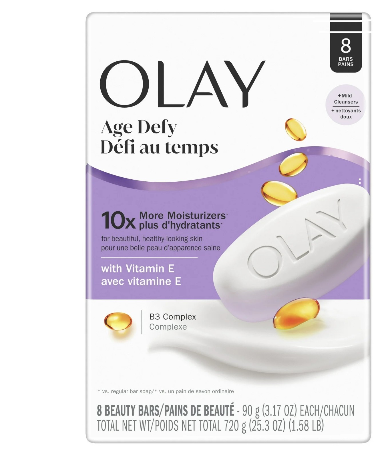 Olay Age-Defying Beauty Bar with Vitamin E & B3 Complex, 3.17 oz, 8 Count