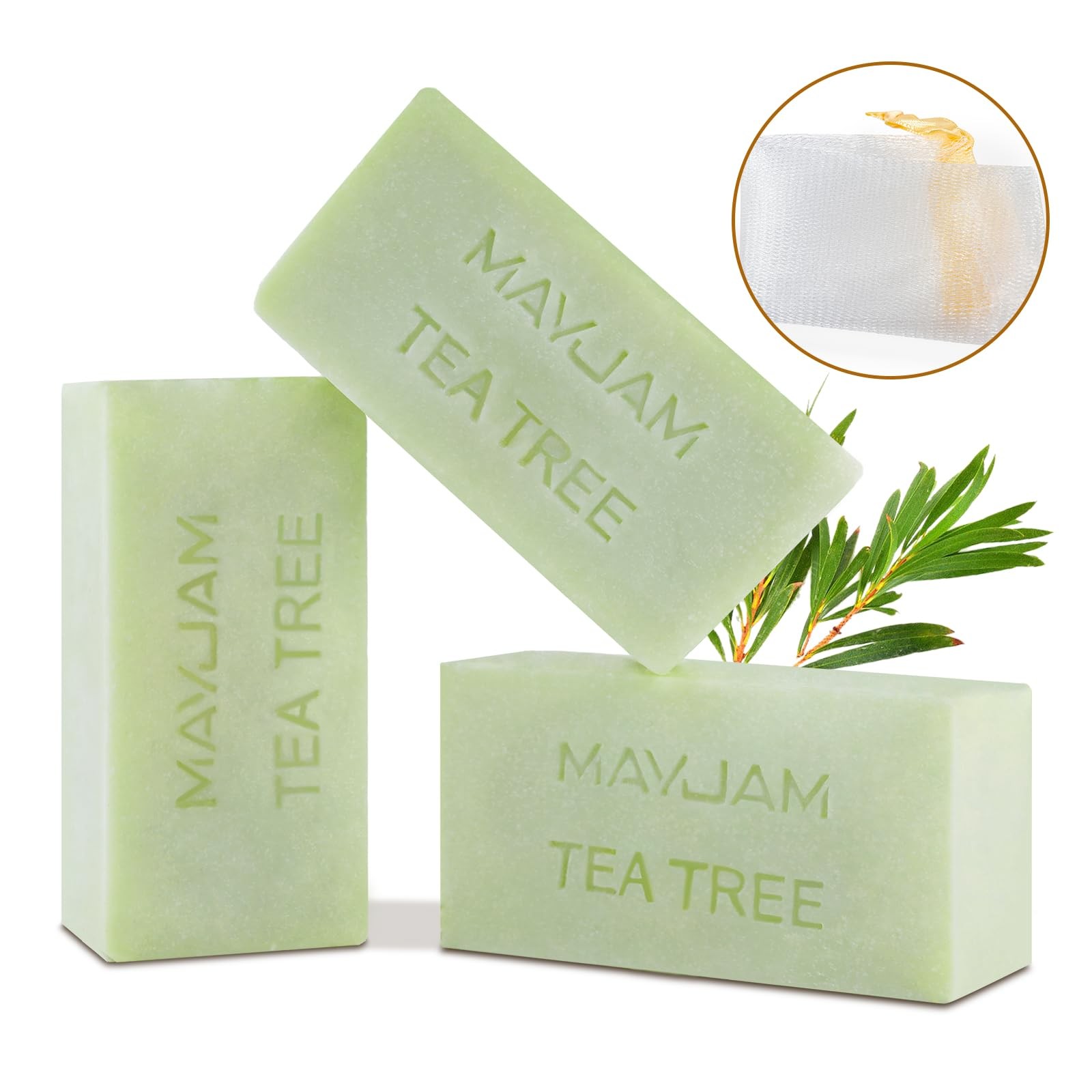 Natrual Tea Tree Oil Soap Bar with Vitamin E, 3 x 3.5oz