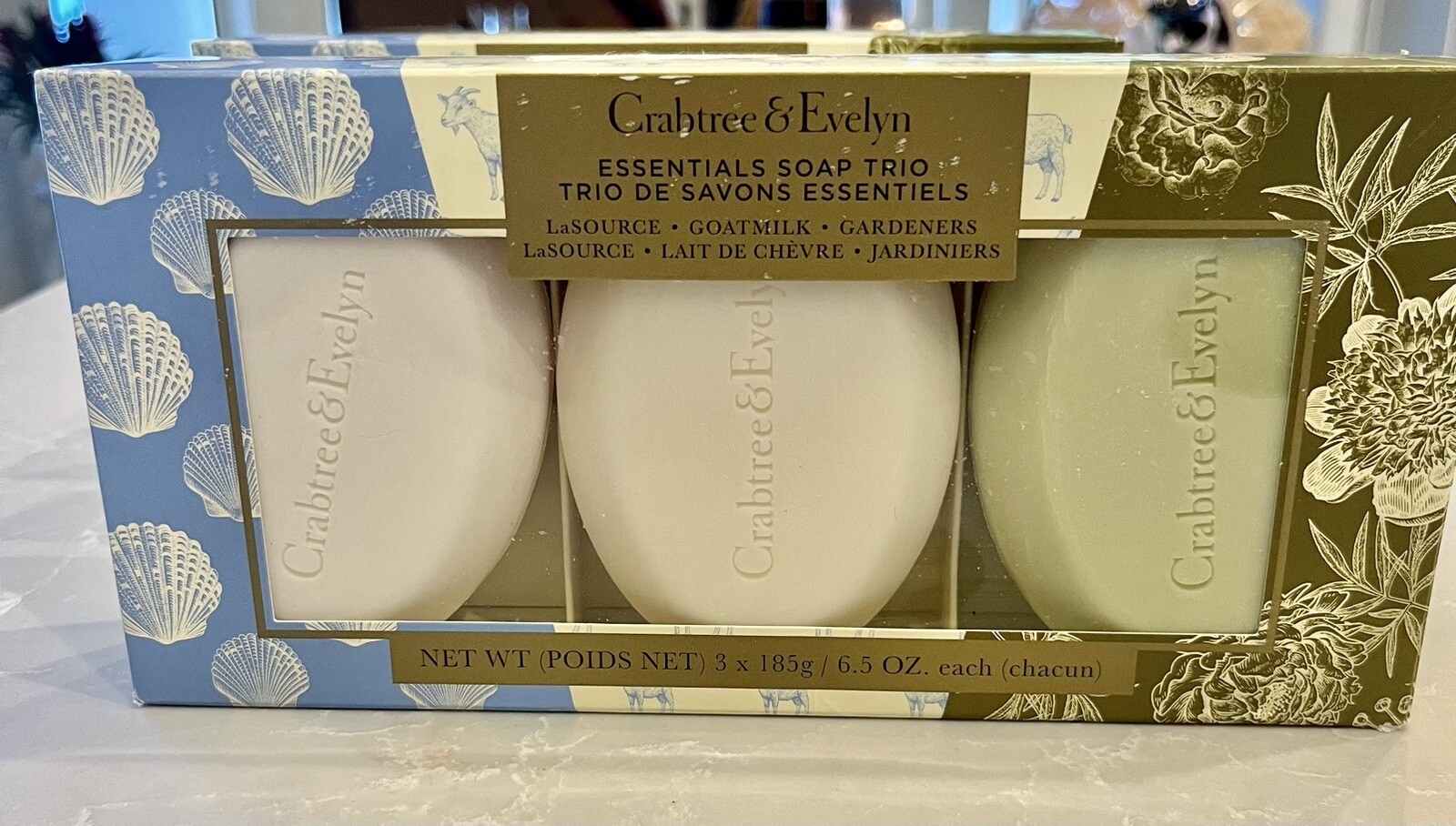 Crabtree & Evelyn Essentials Soap Goatmilk, LaSource & Gardeners~Set Of 3 ~ New