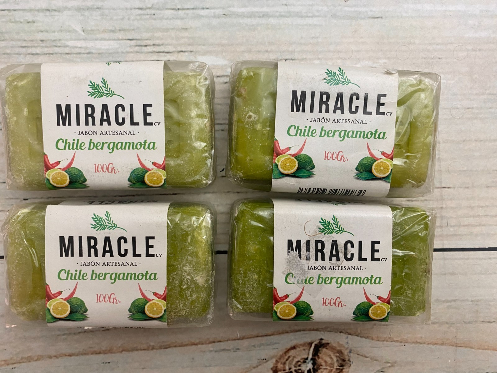 Jabon De Chile Bergamota – Artesanal – Caida del Cabello – 100gr. 4 Pack Soap