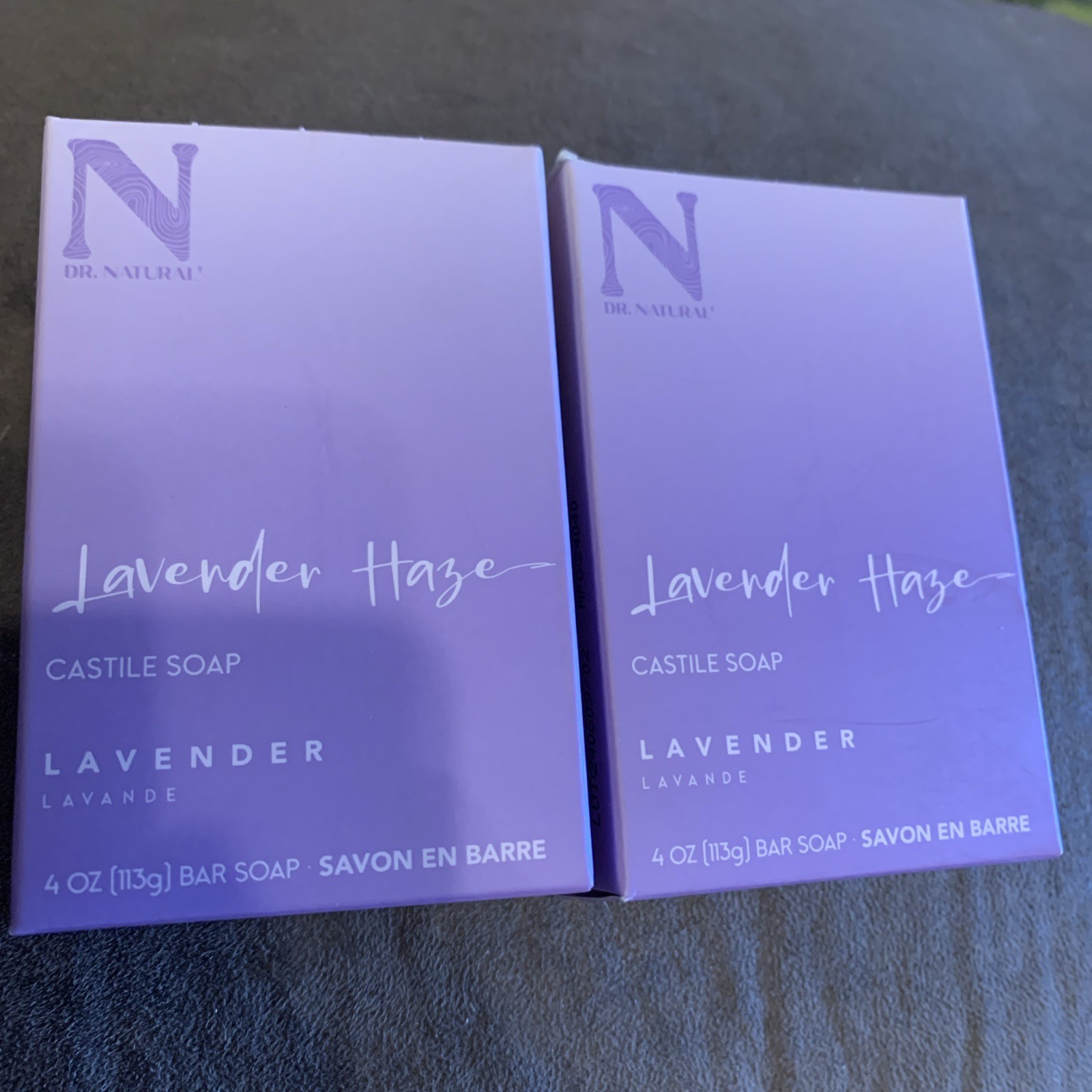 2 Bars- DR Natural’s LAVENDER HAZE Castile Soap 4 oz Each All Natural Dye Free