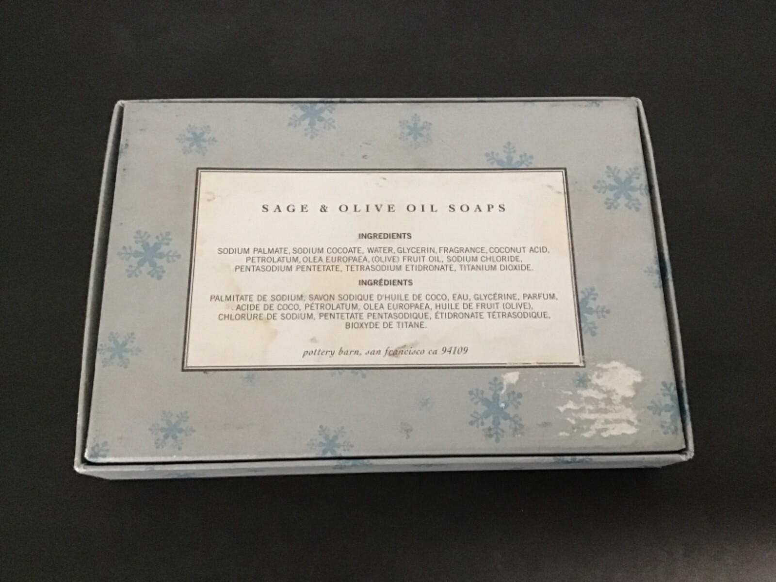 Pottery Barn 6 1.8 Oz. Bars Sage & Olive Oil Soaps New In Box
