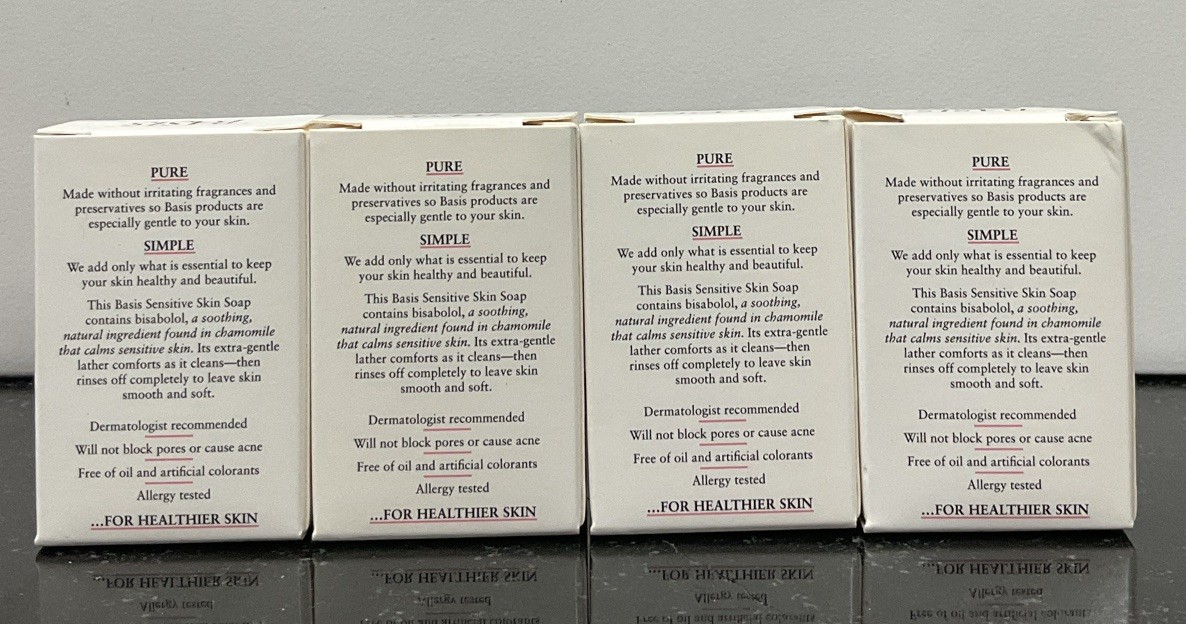 Basis Bath Bar 1oz. Combination Skin Fragrance & Preservative Free (4 BARS) Rare