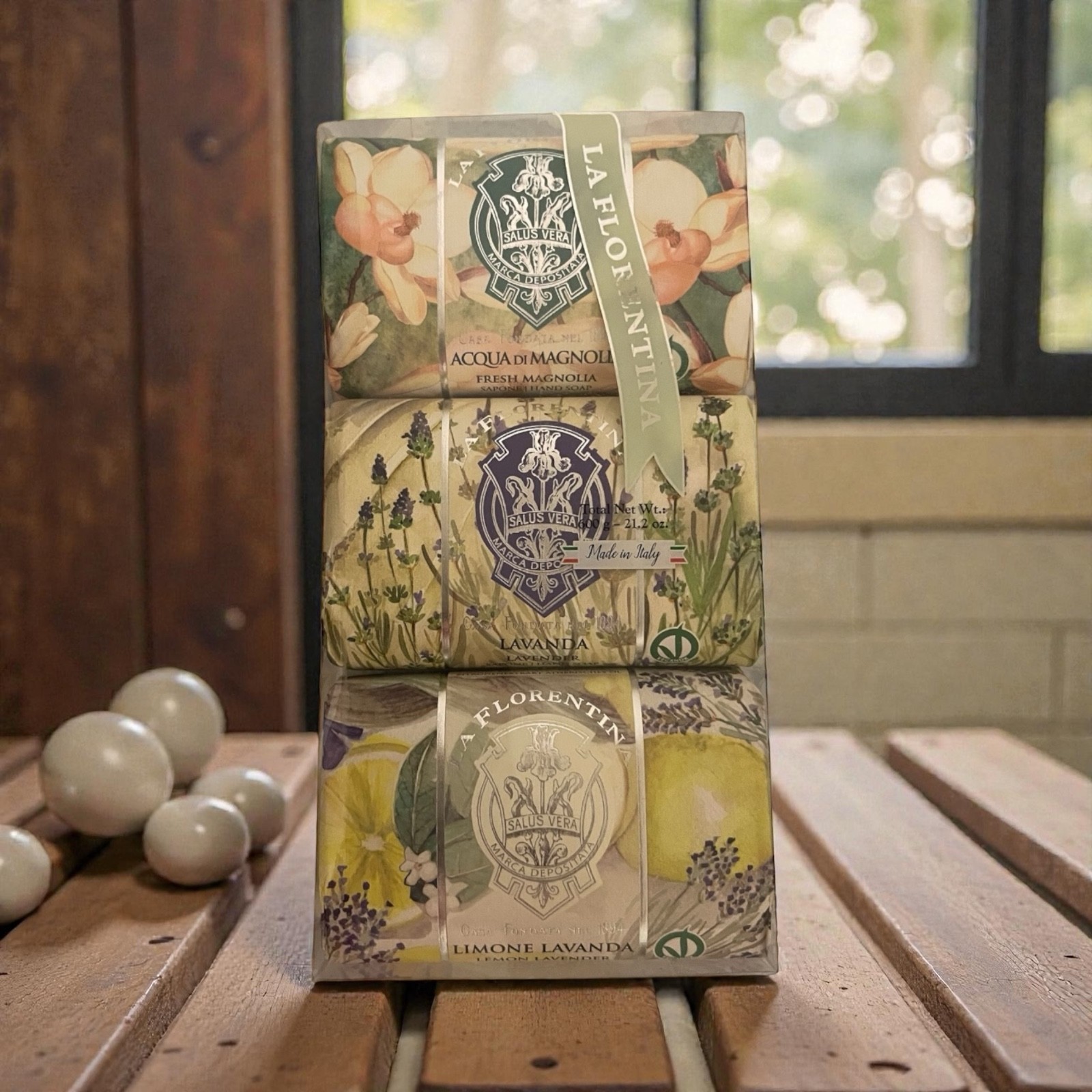 La Florentina Soap Bars 3 Pack • 7 oz Each • Magnolia Lavender Lemon Lavender