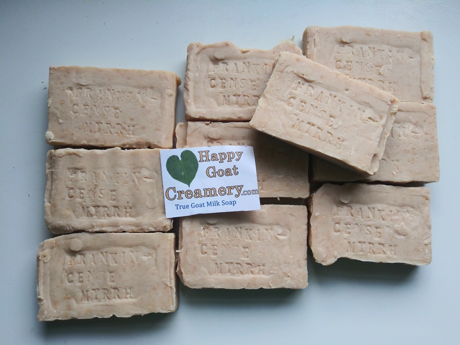 10 BARS GOAT MILK SOAP HAPPY GOAT CREAMERY FRANKINCENSE MYRRH & SHEA BUTTER