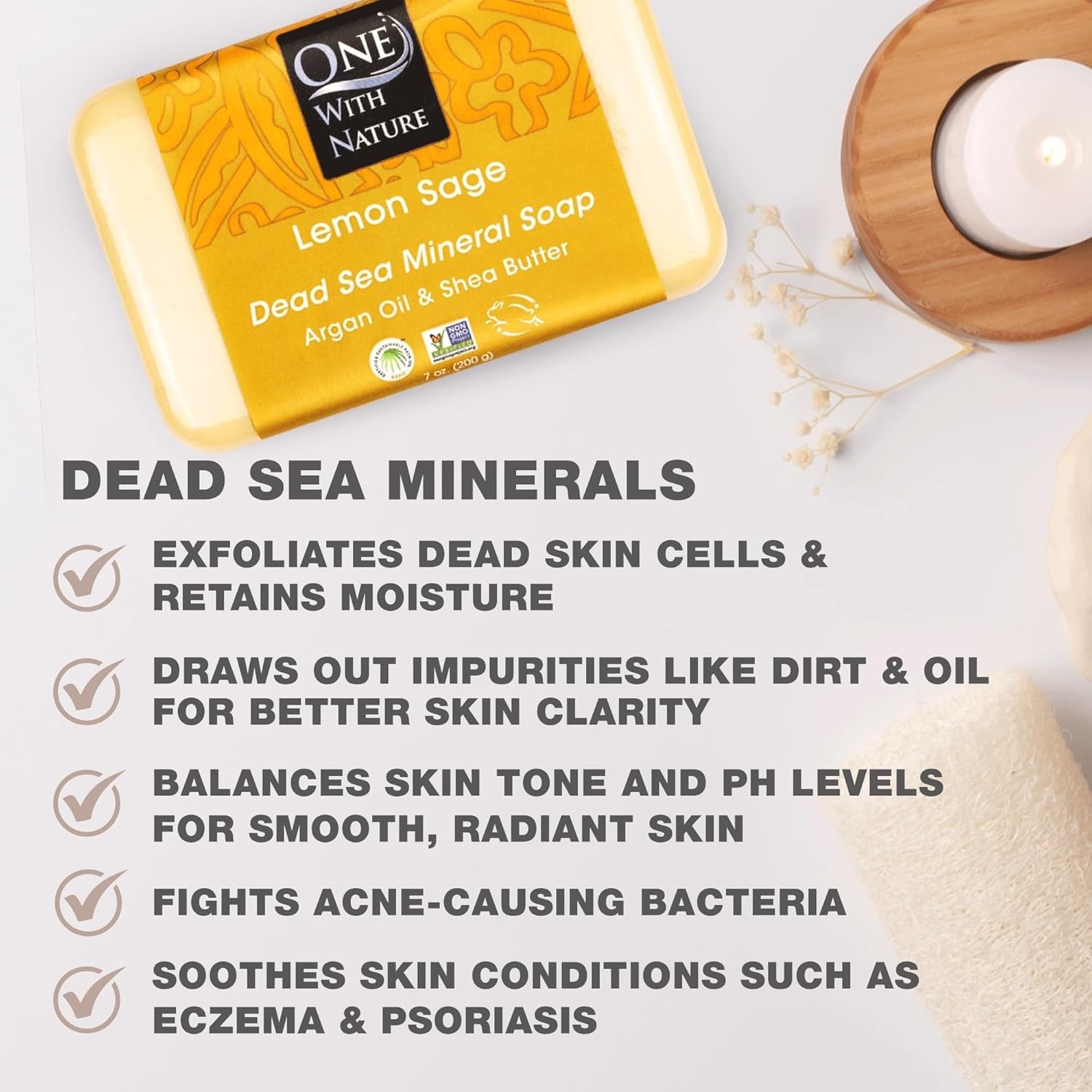 Therapeutic Dead Sea Lemon Sage Soap 7oz 3-Pack – Acne & Blemish Defense