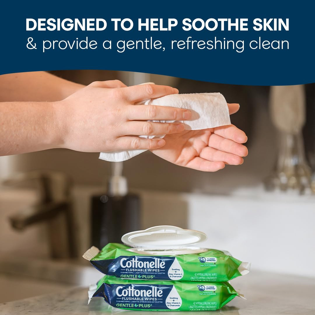 Cottonelle Gentleplus Flushable Wet Wipes with Aloe & Vitamin E, 1 Refill Pack,