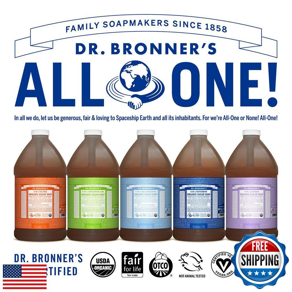 Dr. Bronner’s – Organic Sugar Soap (Lemongrass, 64 Ounce) – Made with Organic