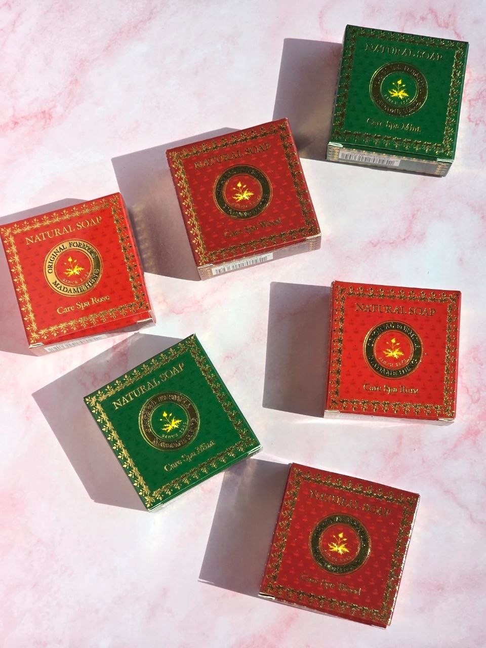 Madame Heng Natural Balance Soap Gift Set 6 Bars 50g Rose Mint Wood Thailand