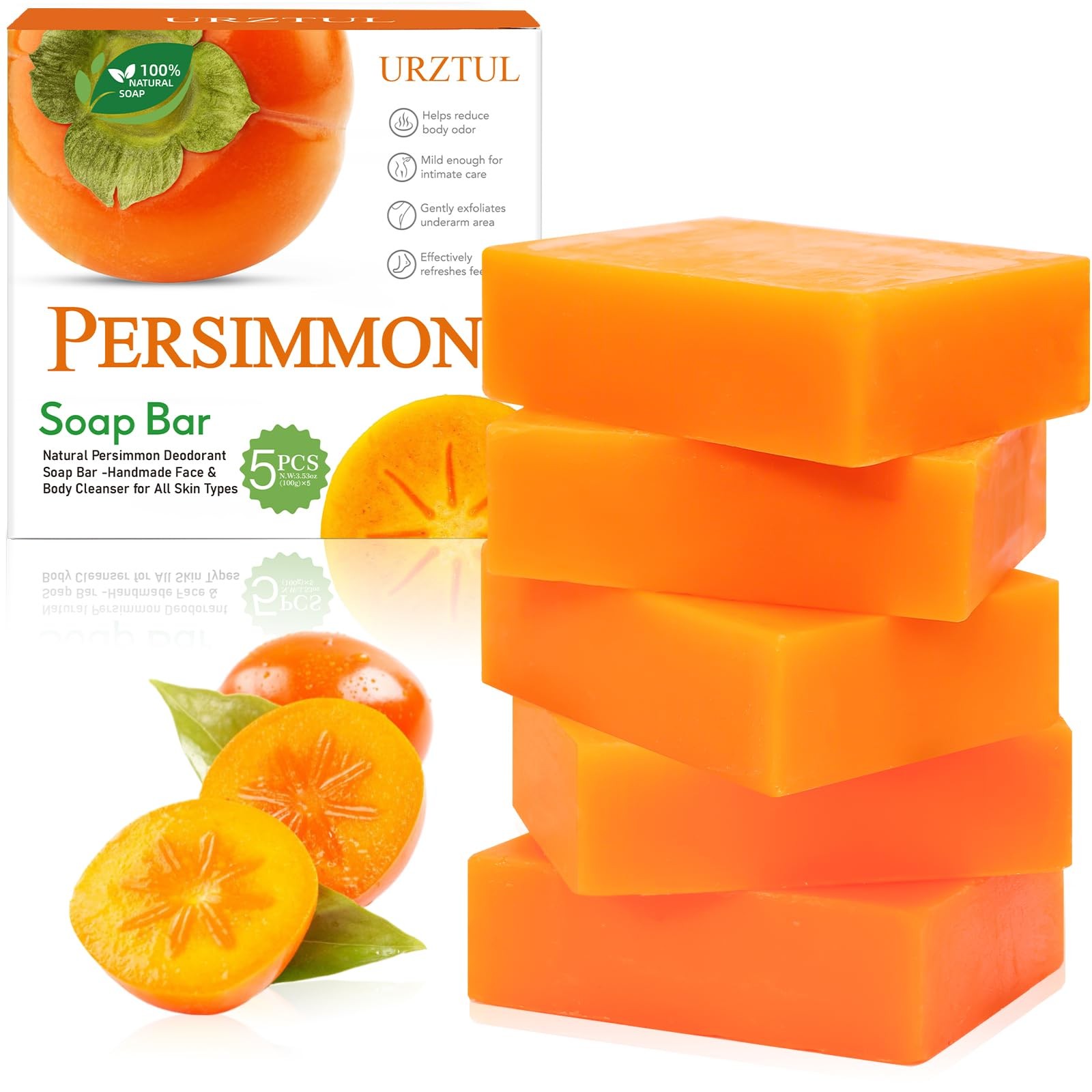 URZTUL 5pc Persimmon Soap Bar Old People Smell