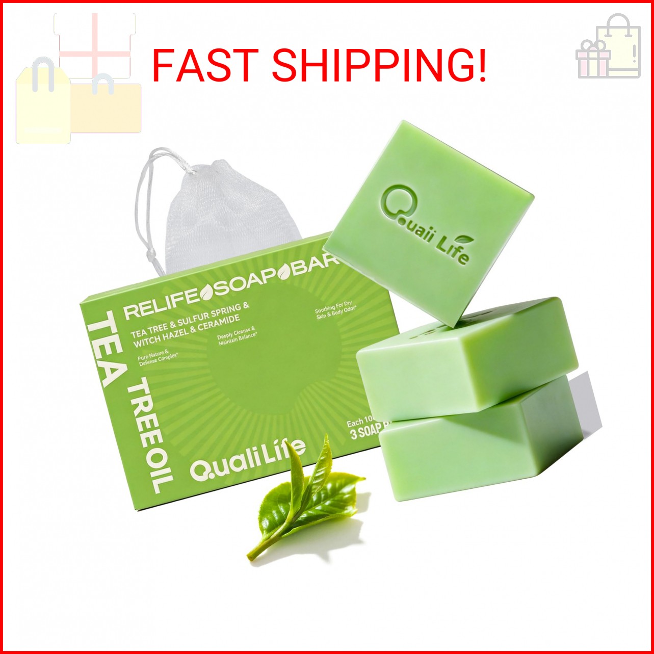 QualiLife Tea Tree Soap For Oil & Itchy Skin, Pack of 3
