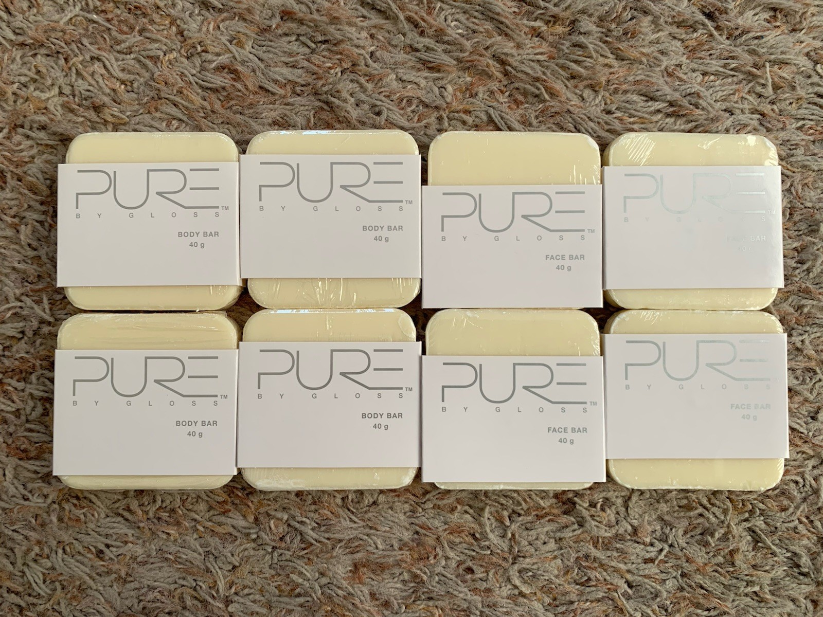LOT (8) PURE by GLOSS BODY & FACE BAR! Super Foam Lemon Infusion 40g SWITZERLAND
