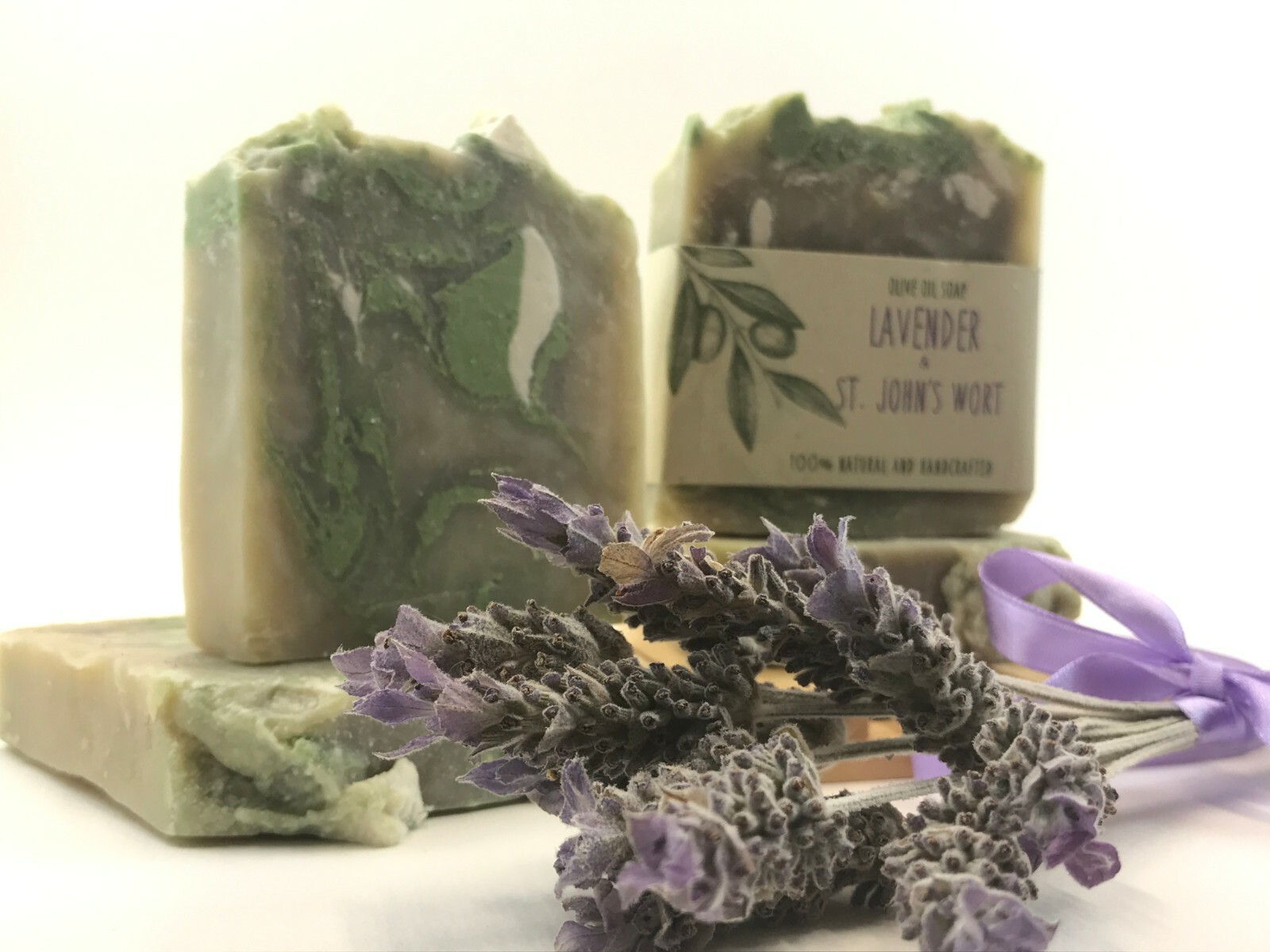 Set of 2 organic handmade lavender olive oil bar soaps antibacterial vegan