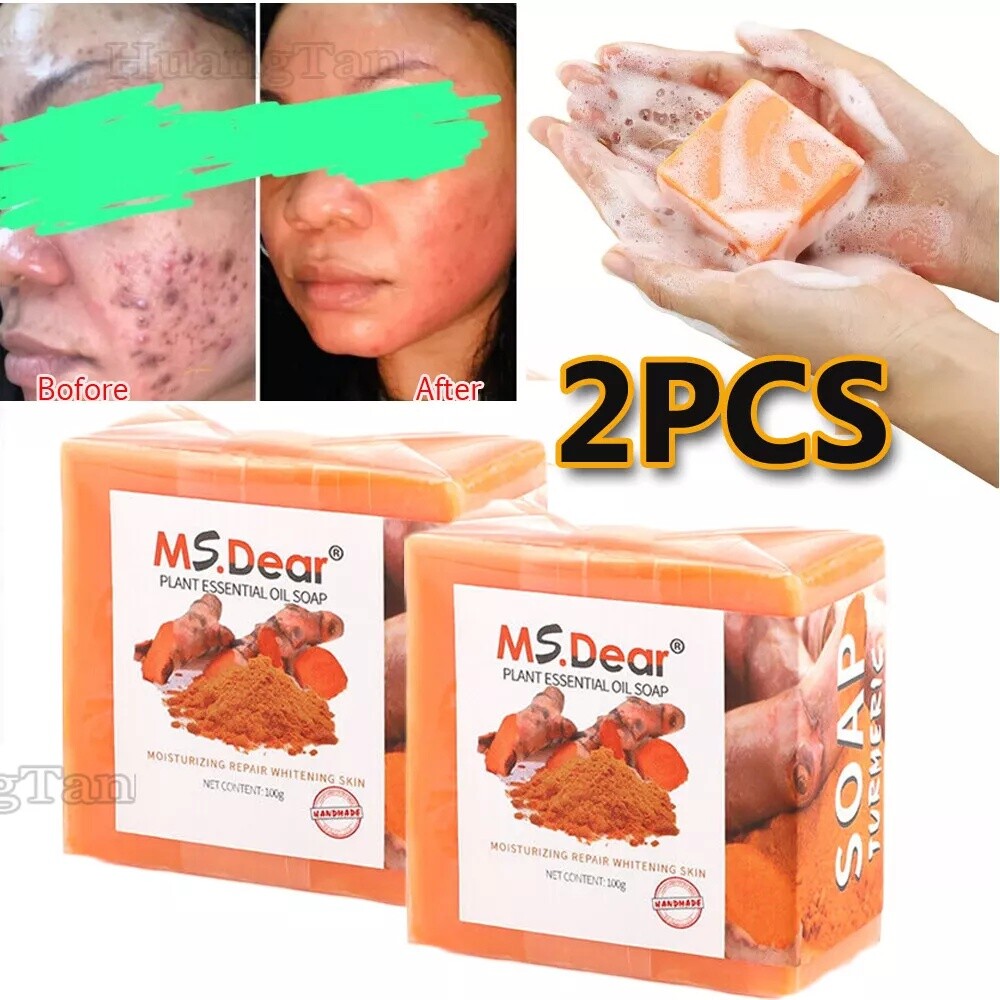 2× Tumeric Soap Skin Whitening Dark Spots lightening Acne Brightening Turmeric