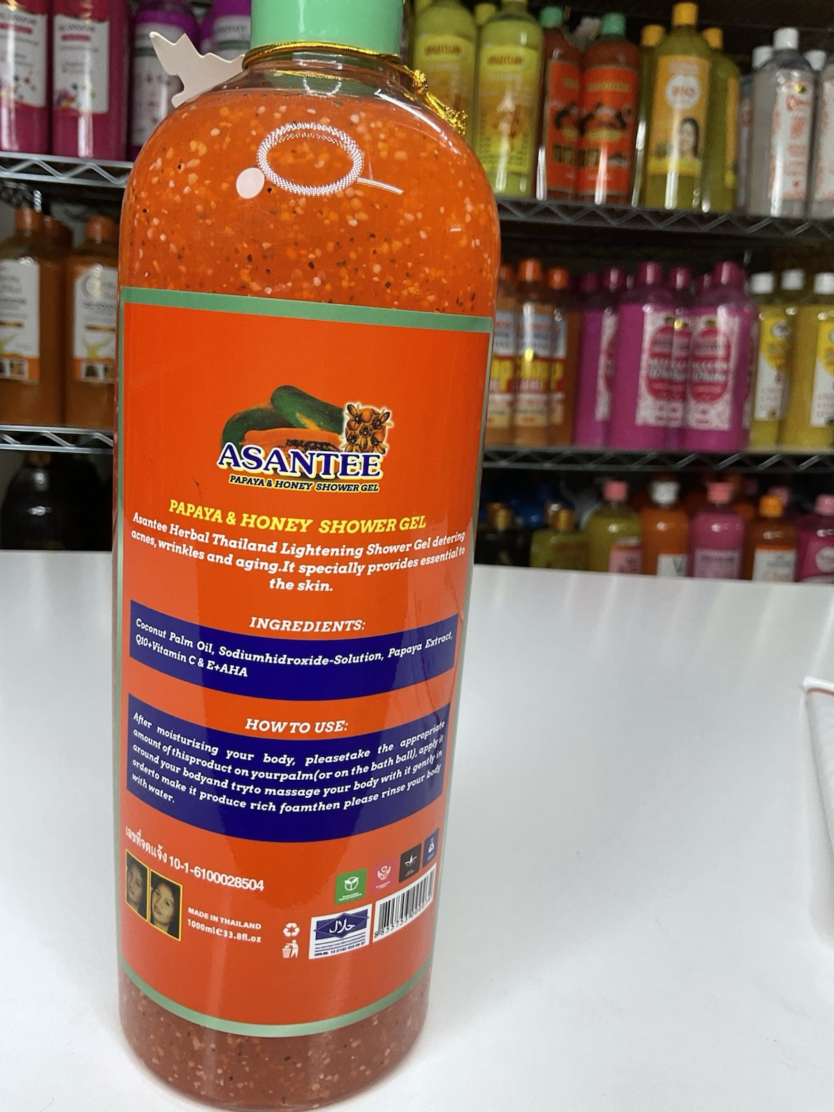 Asantee Thai Papaya & Honey Herbal Lightening Exfoliating Shower Gel 1000ML