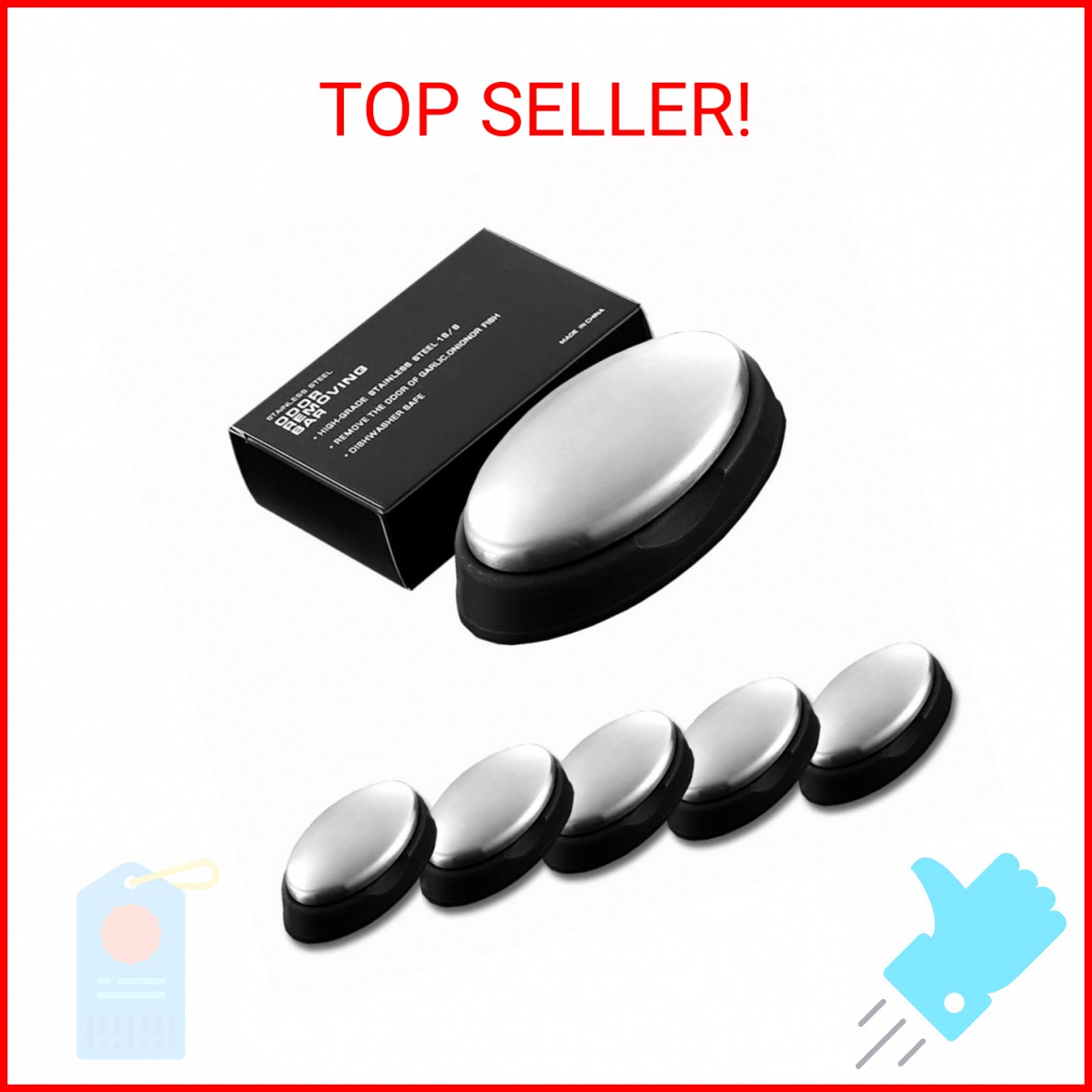 WondMall 5 Packs Stainless Steel Bar Soap, Metal Soap Bar Odor Removing Bar, Rem