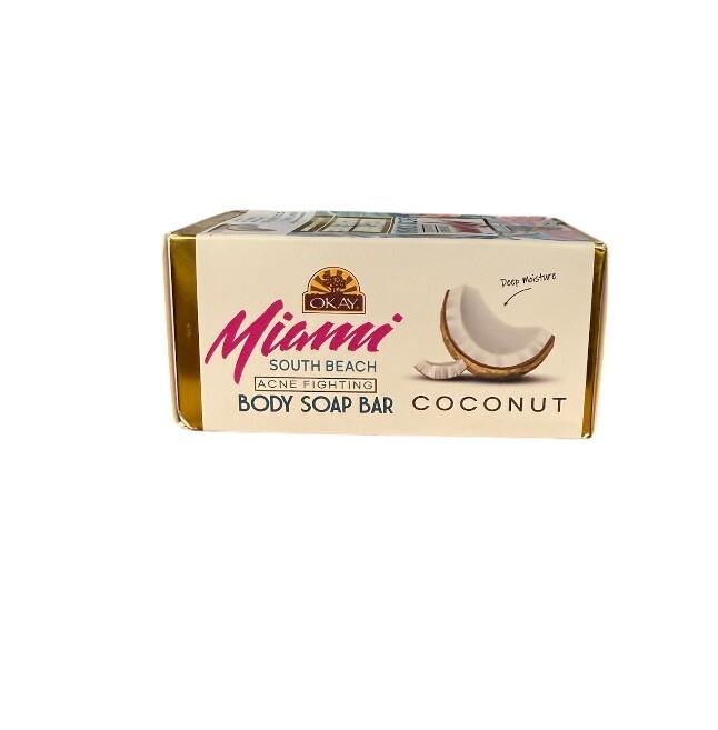 OKAY Miami South Beach Body Soap Bar – Anti-Acne Free Coconut 🥥 Oil Vitamin E