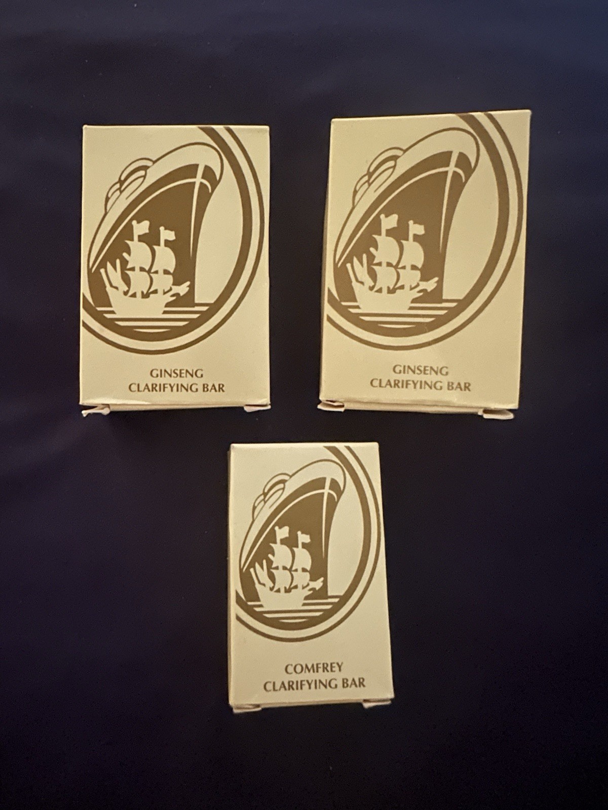 2 Ginseng Clarifying Bars and 1 Comfrey Clarifying Bar Cruise Ship Vintage Soaps