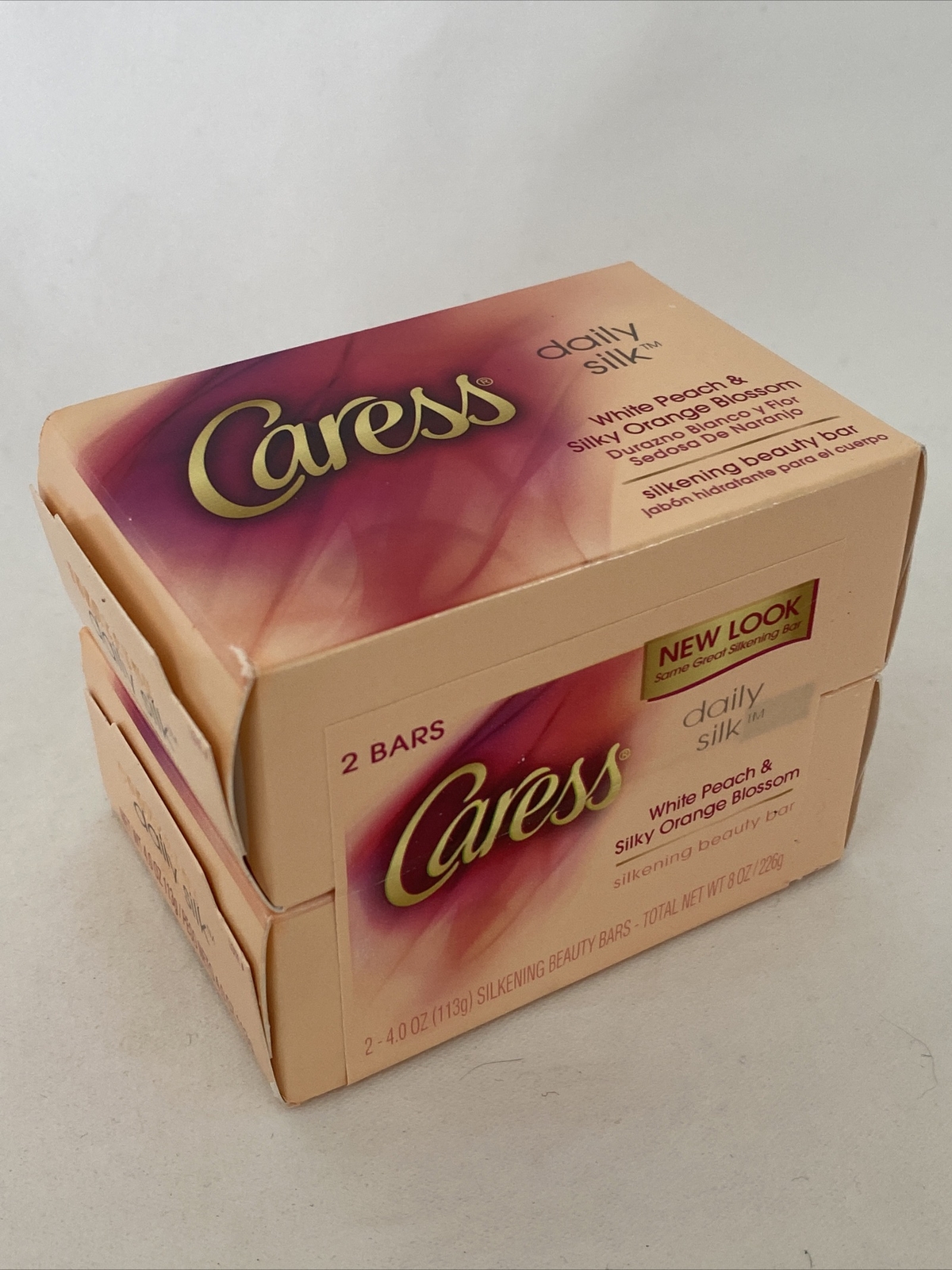 Unilever CARESS WHITE PEACH & SILKY ORANGE BLOSSOM SOAP 4 oz ea 2-Pack NEW!