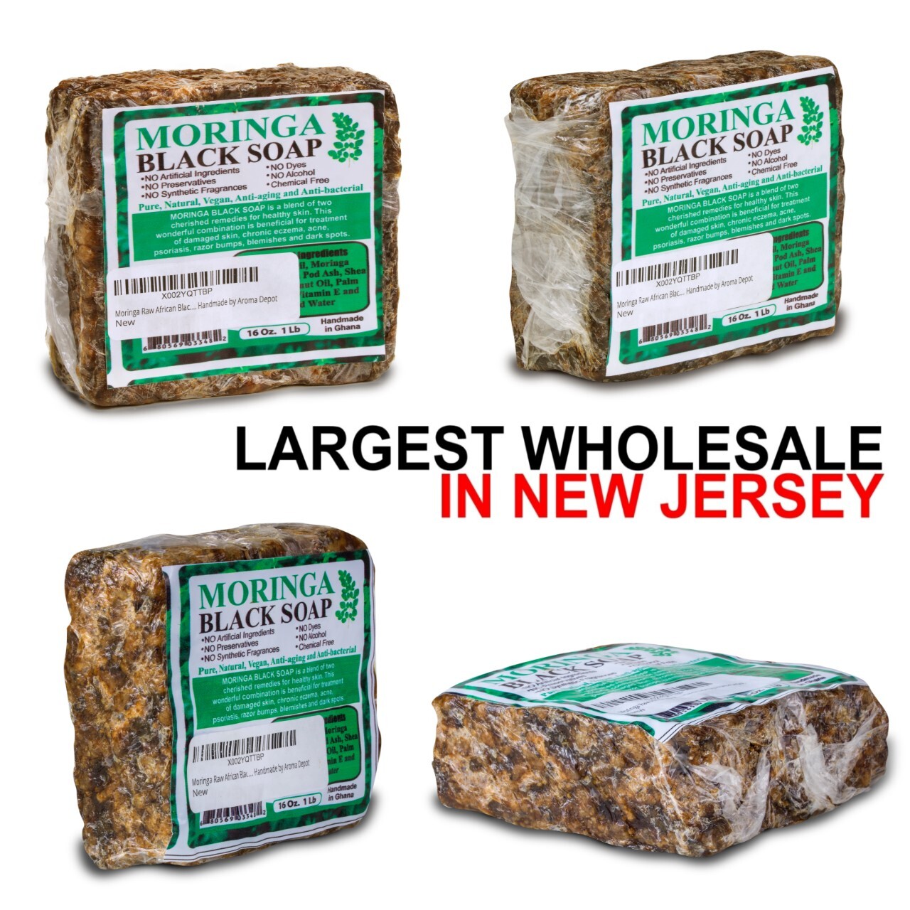MORINGA Black Soap Herbal Vegan Organic Unrefined 100% Natural Anti Acne/Fungus
