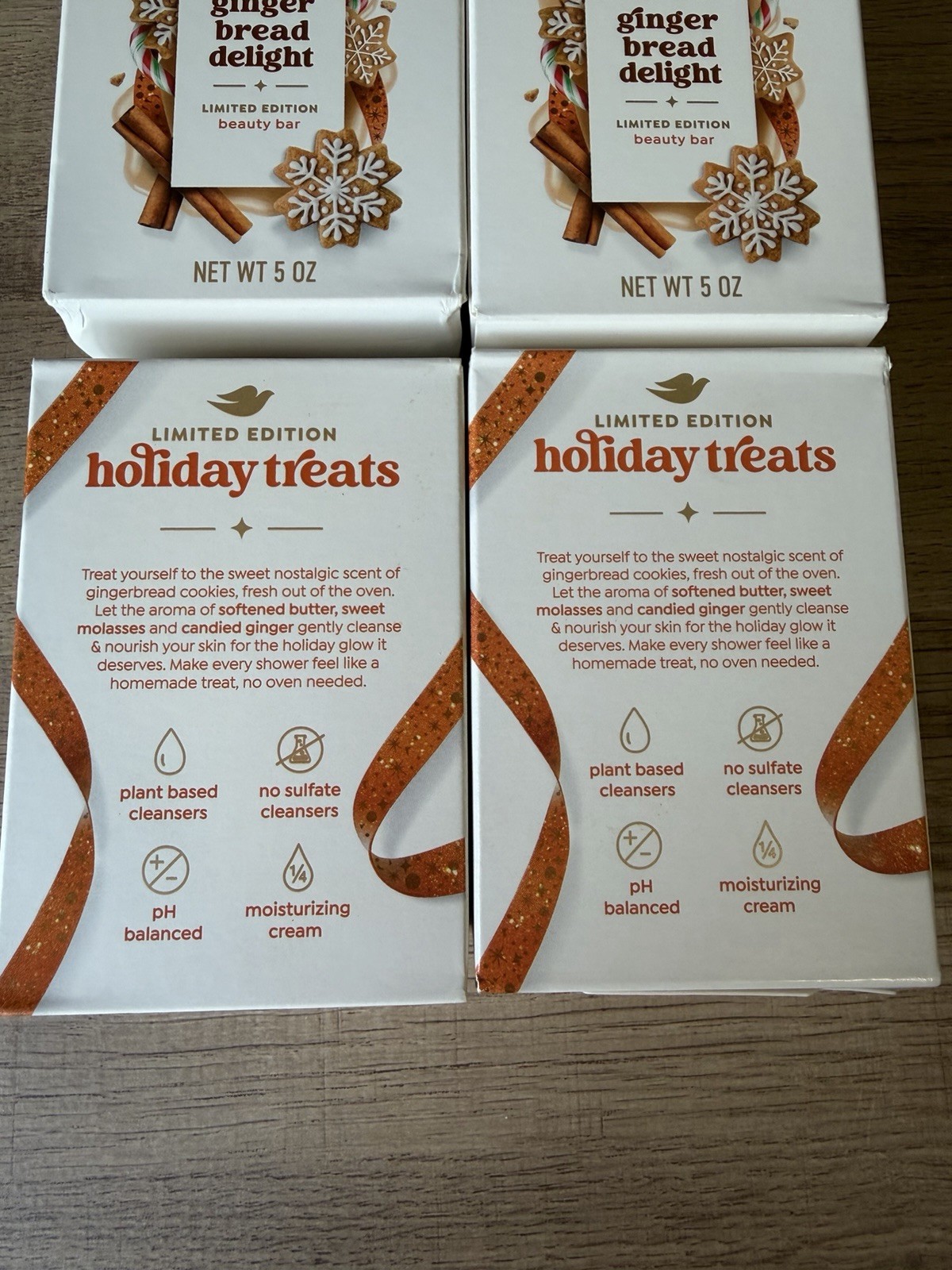 4pk Dove Gingerbread Delight Limited Edition Holiday Treats Beauty Bar Soap 5oz