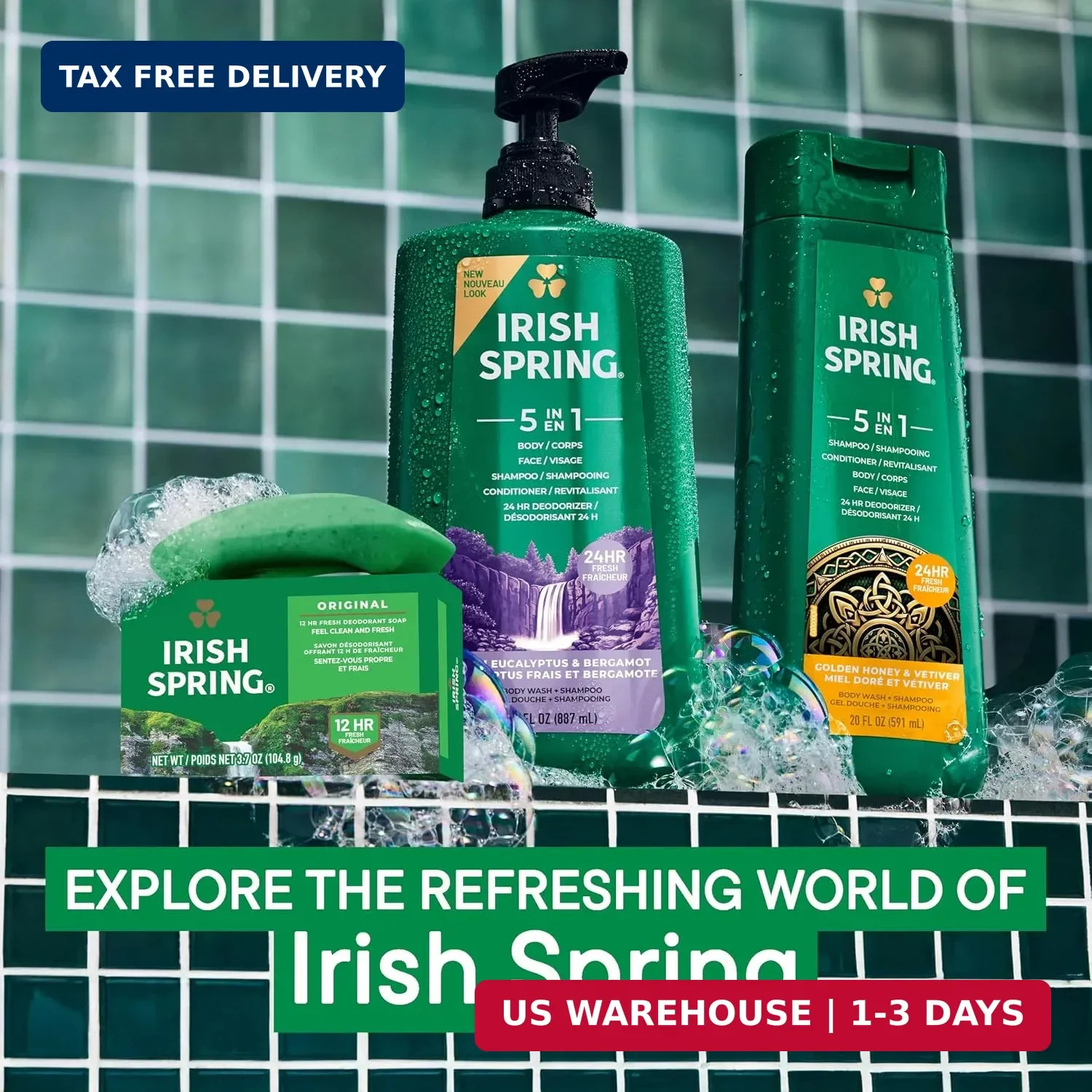 Irish Spring Bar Soap for Men, Original Clean, Smell Fresh and Clean for 12 Hour