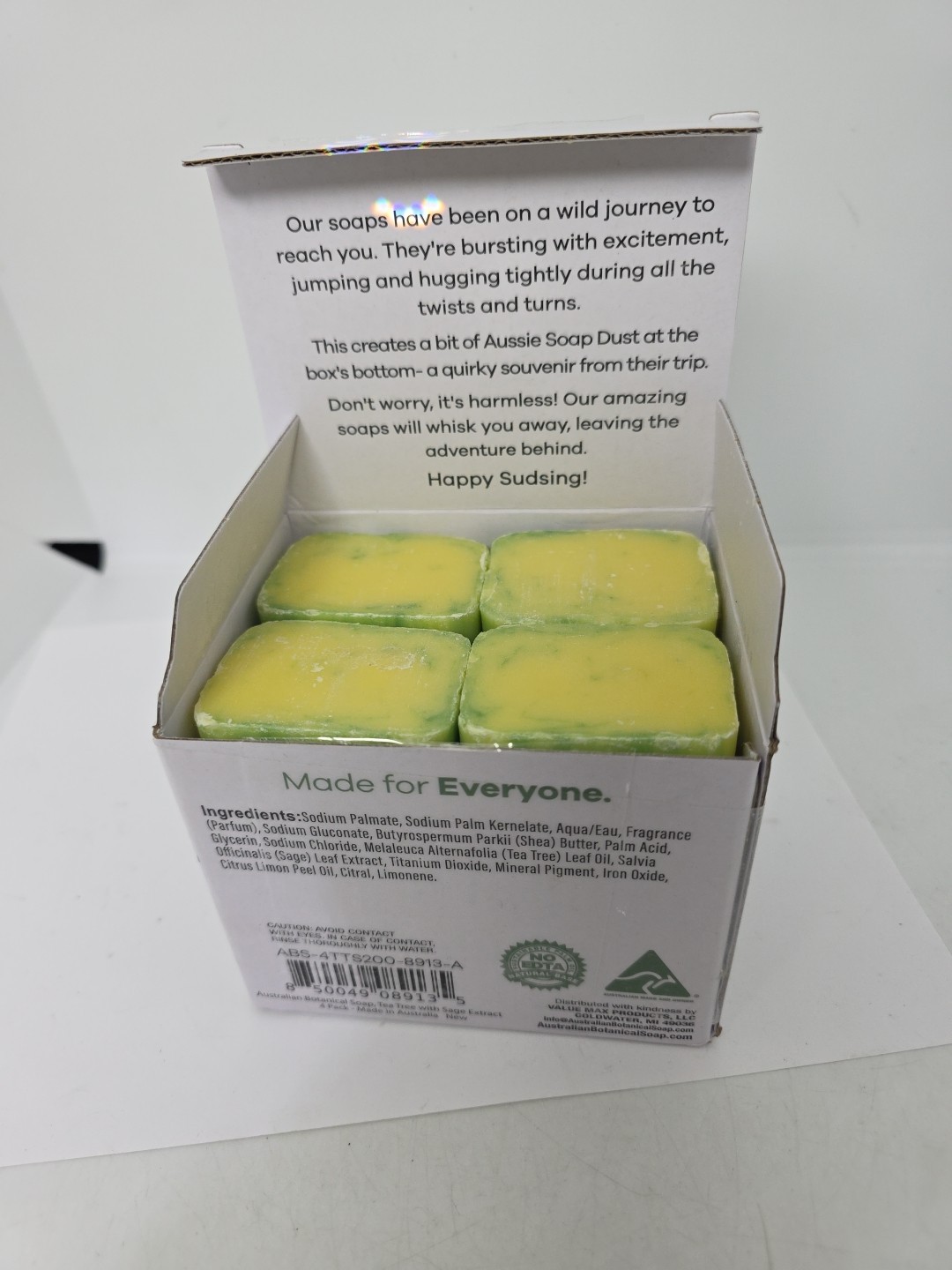Australian Botanical Soap TEA TREE with SAGE EXTRACT 4 Soap bars 6.6oz each.