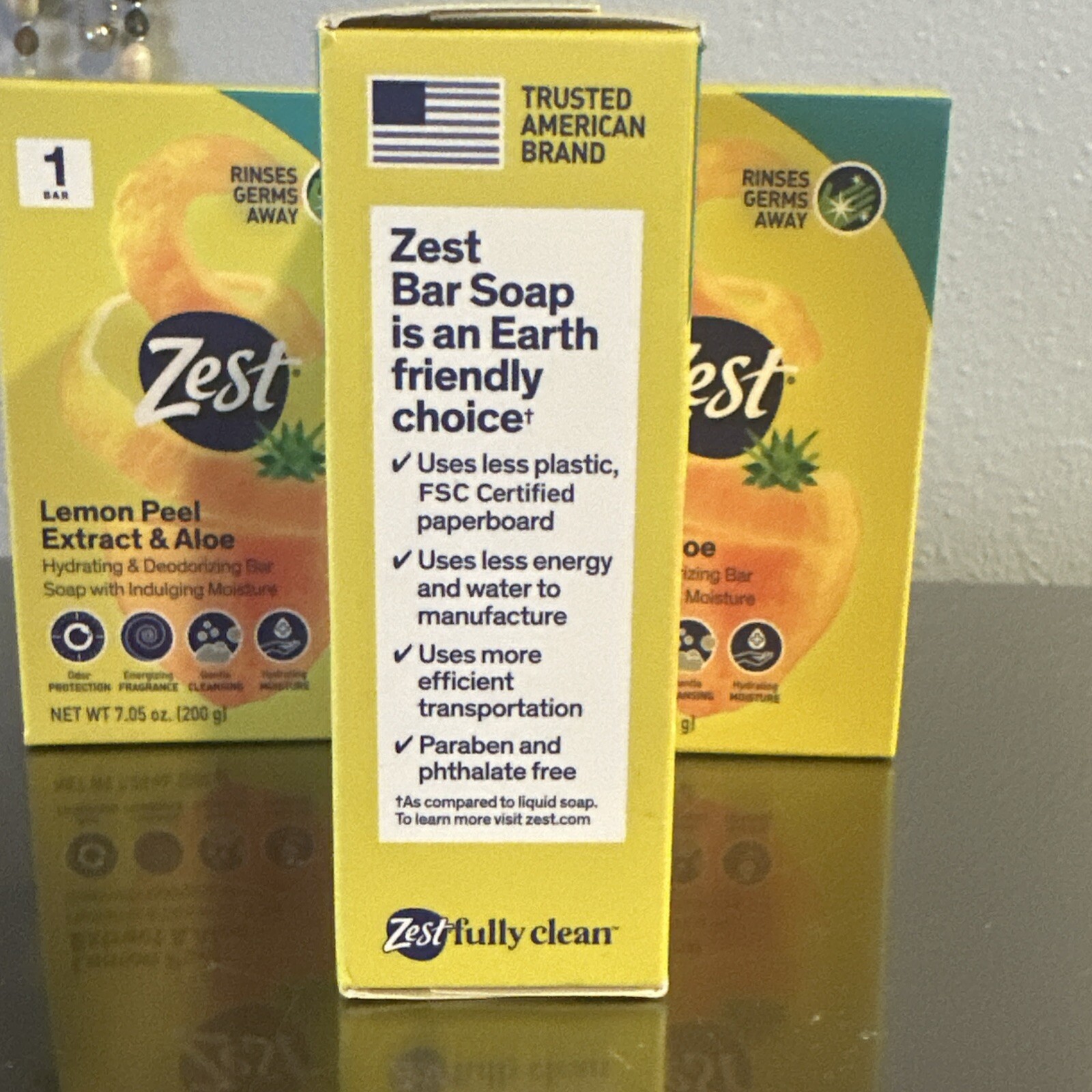 Zest Lemon Peel Extract & Aloe Hydrating & Deodorizing Bar Soap 7.05oz (3 Bars)