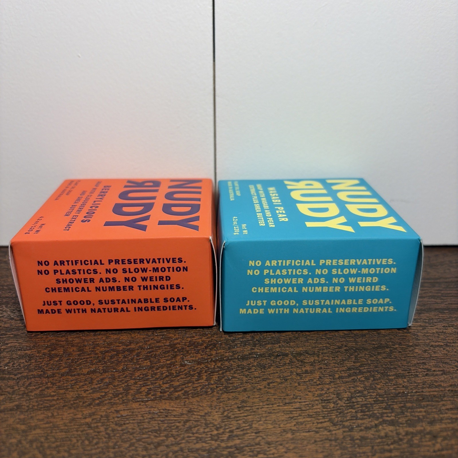 Nudy Rudy 2 Bars Soap Wasabi Pear & Berrylicious Made In Australia 4.2 Oz
