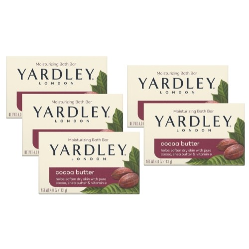 5 Pack Yardley London Cocoa Butter Naturally Moisturizing Bath Bar 4.0 Oz Each