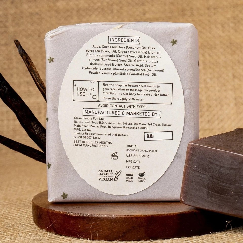 The Bare Bar Vanilla Soap For All Skin Types 100gm h211