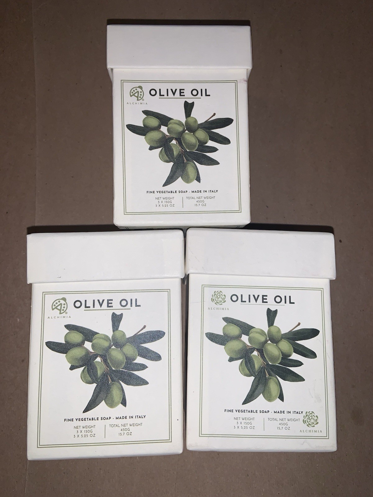 3x Of 3 Pack Alchimia Olive Oil Soap Bars 3×3 Of 5.25 Oz Total 9 Bars