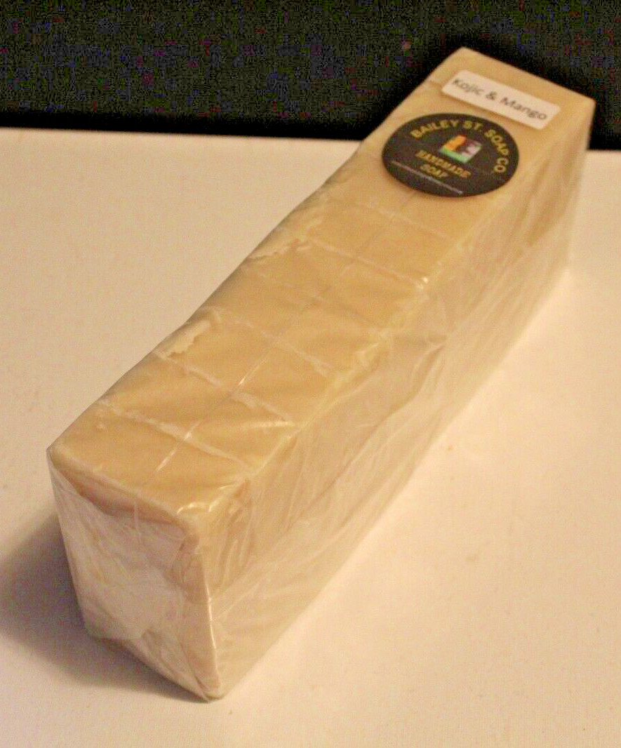 Kojic and Mango Cold Processed handmade soap loaf, 10 precut bars