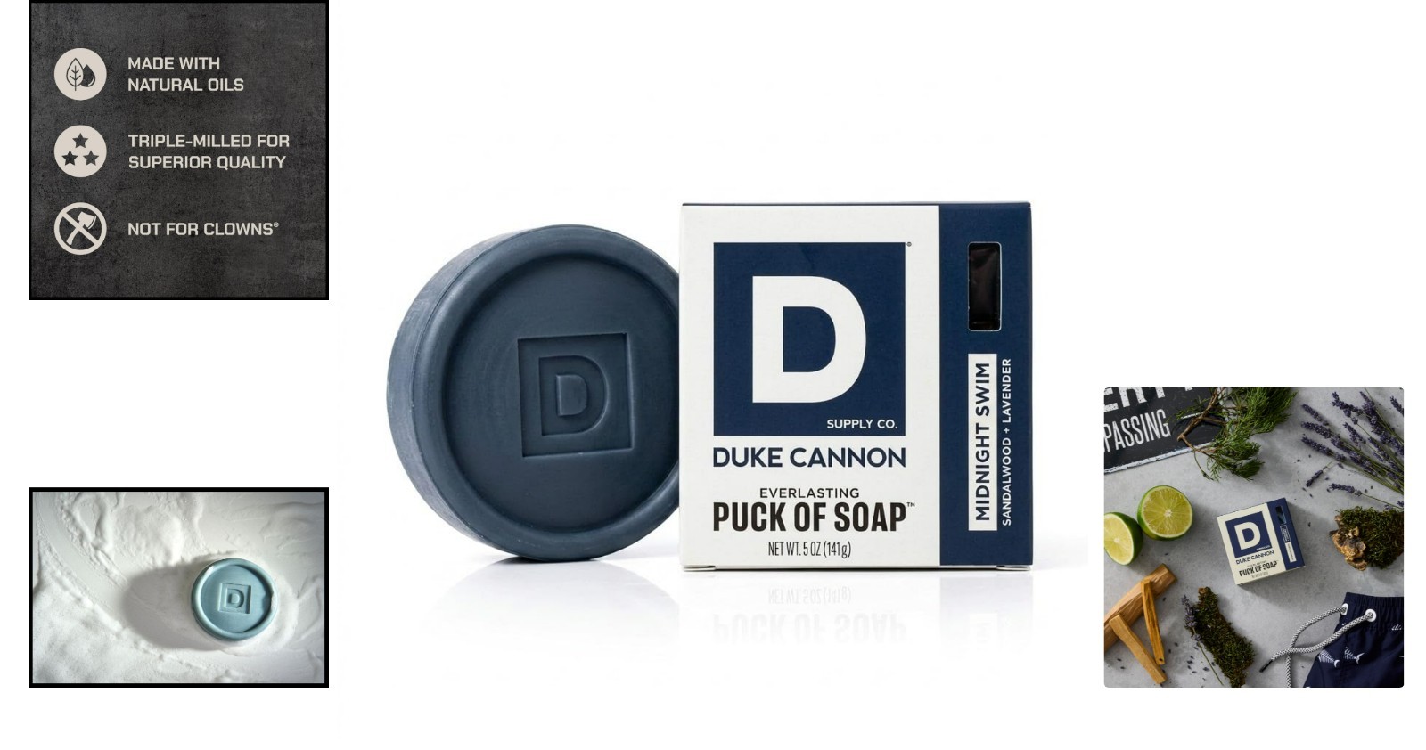 Triple-Milled 5 oz Men’s Bar Soap with Midnight Swim Scent – Ergonomic Design