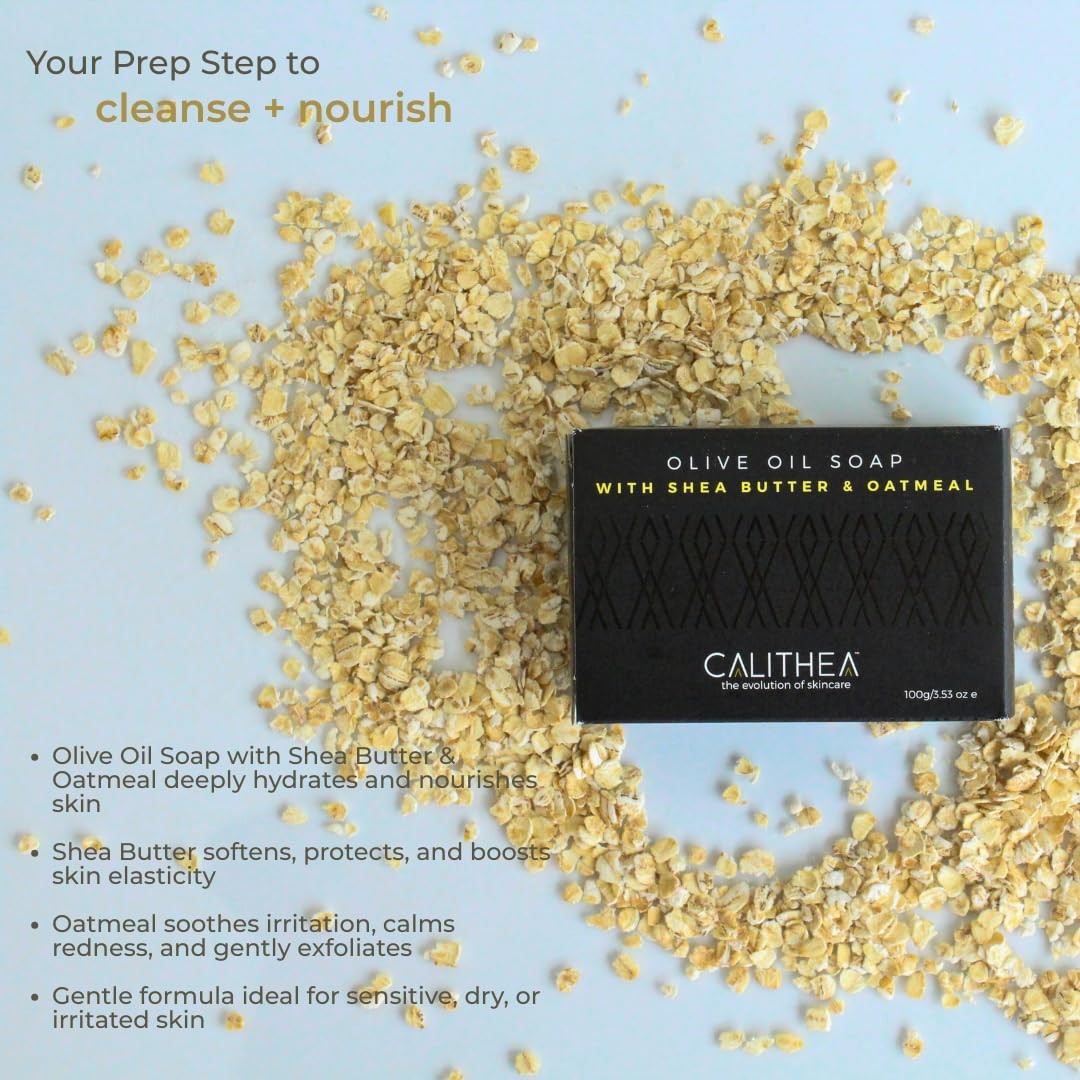 Calithea 3-Pack Olive Oil Soap Bars with Shea Butter & Oatmeal for Sensitive …