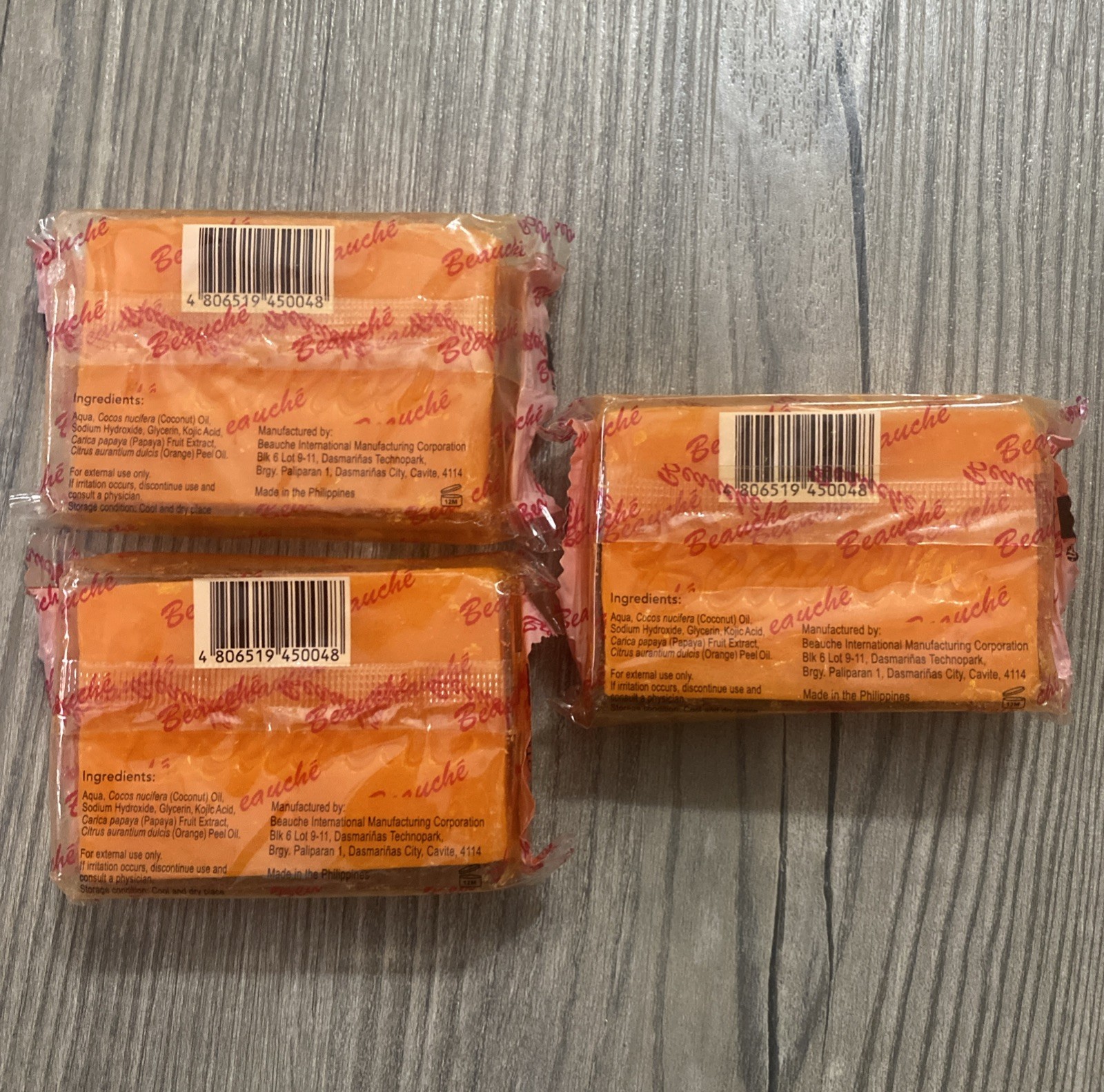 3 X Beauche international Kojic Papaya Beauty Soap.Lot Of 3. USA SELLER