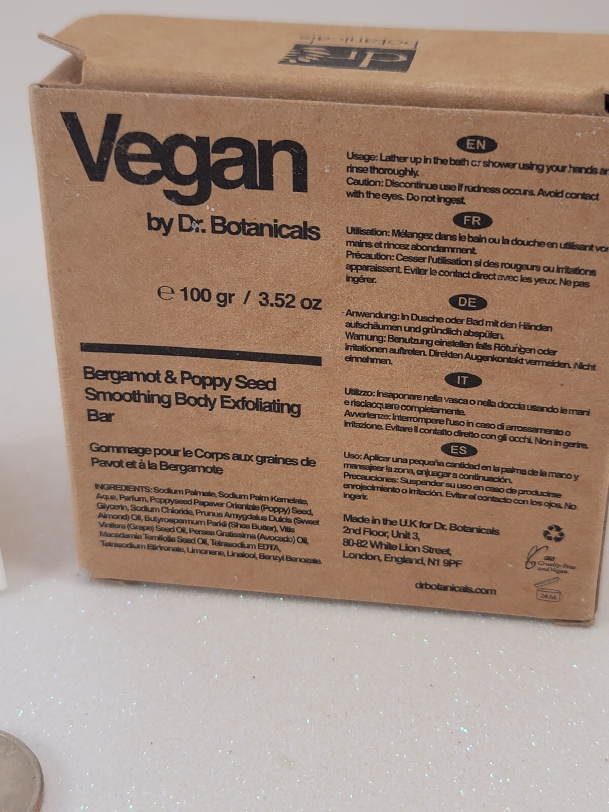 Dr. Botanicals Vegan Bergmont & Poppy Seed Smoothing Body Exfoliating Bar