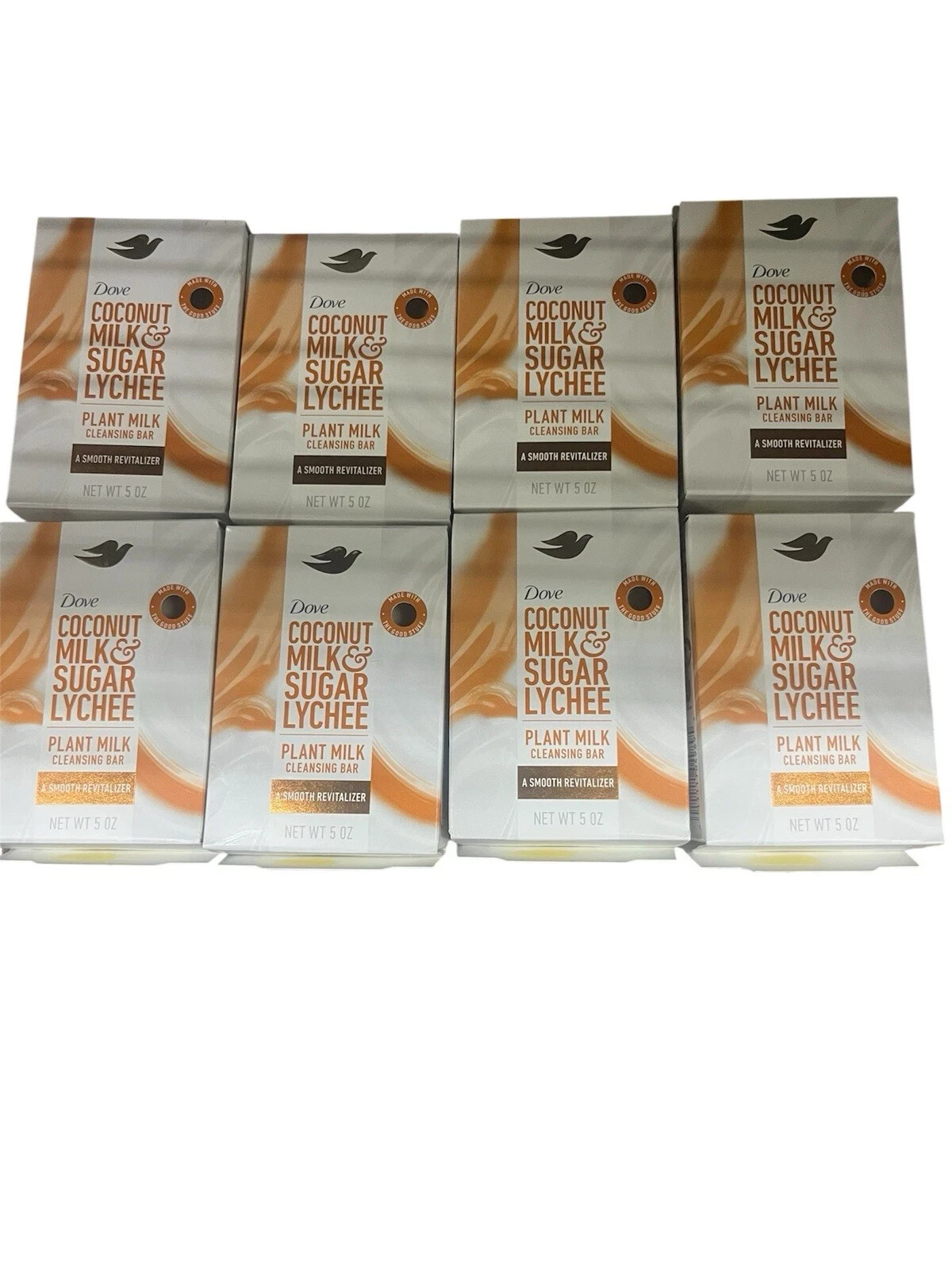 LOT (8) DOVE COCONUT MILK & SUGAR LYCHEE PLANT MILK CLEANSING BAR SOAP 5 OZ