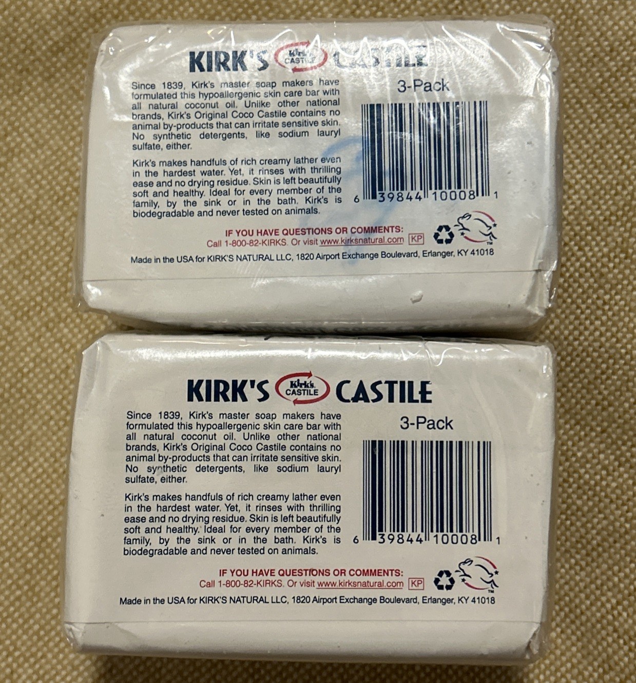 2 KIRK’S Original Coco Castile Botanical Coconut Oil Bar Soap 4 Oz 3 Pack (6)