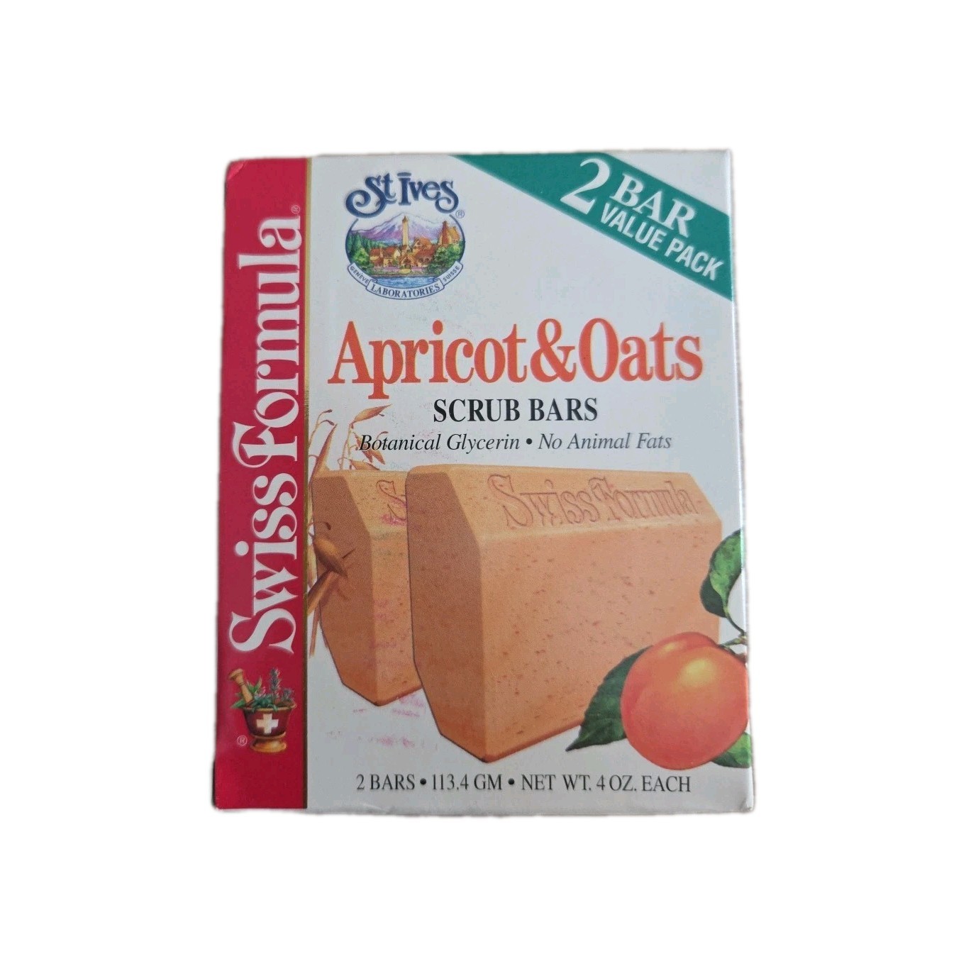 2 Pack Vintage St Ives Swiss Formula Apricot & Oats Scrub Bar Soap NOS