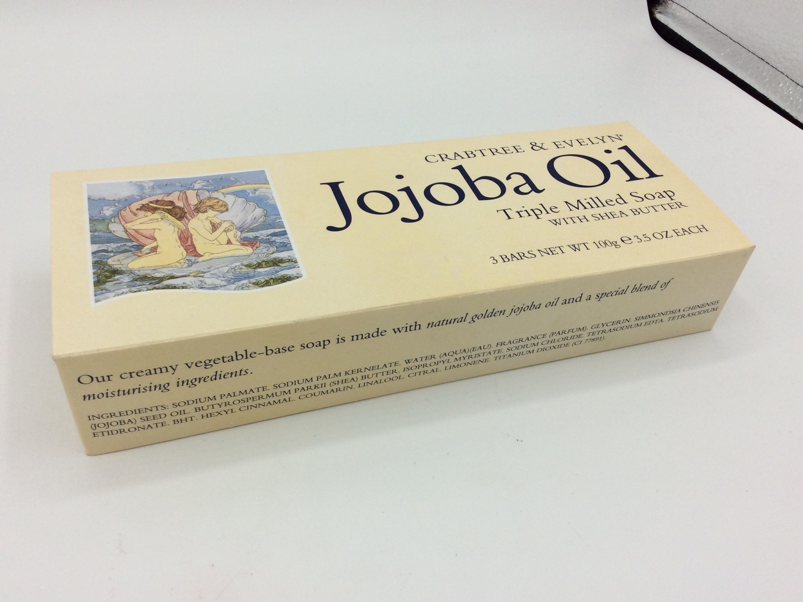 Crabtree & Evelyn Jojoba Oil Triple Milled Soap Shea Butter Sea Shell Box Of 3