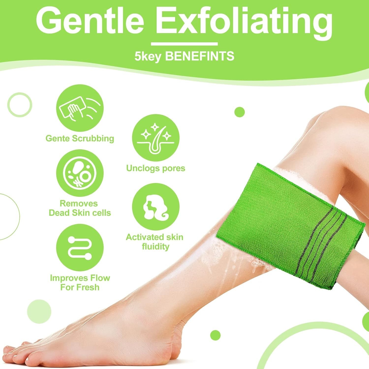 Korean Exfoliating Mitts 12 Small (Green, Yellow, Sky Blue, Pink)